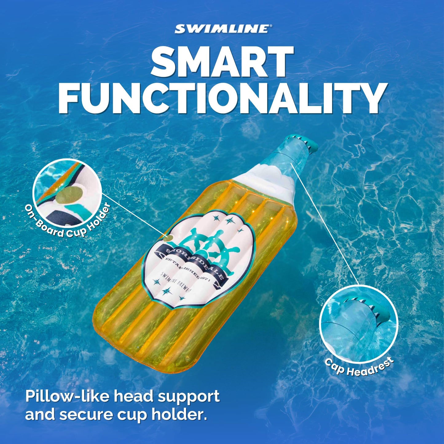 Swimline Inflatable Beer Bottle Pool Lounger