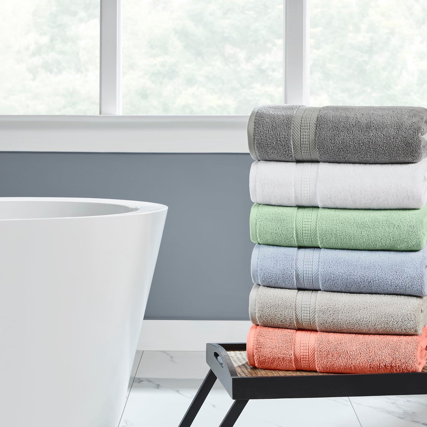 Modern Threads 6-Piece Rayon from Bamboo & Cotton Blend Towel Set - Ultra Soft & Absorbent, Gray
