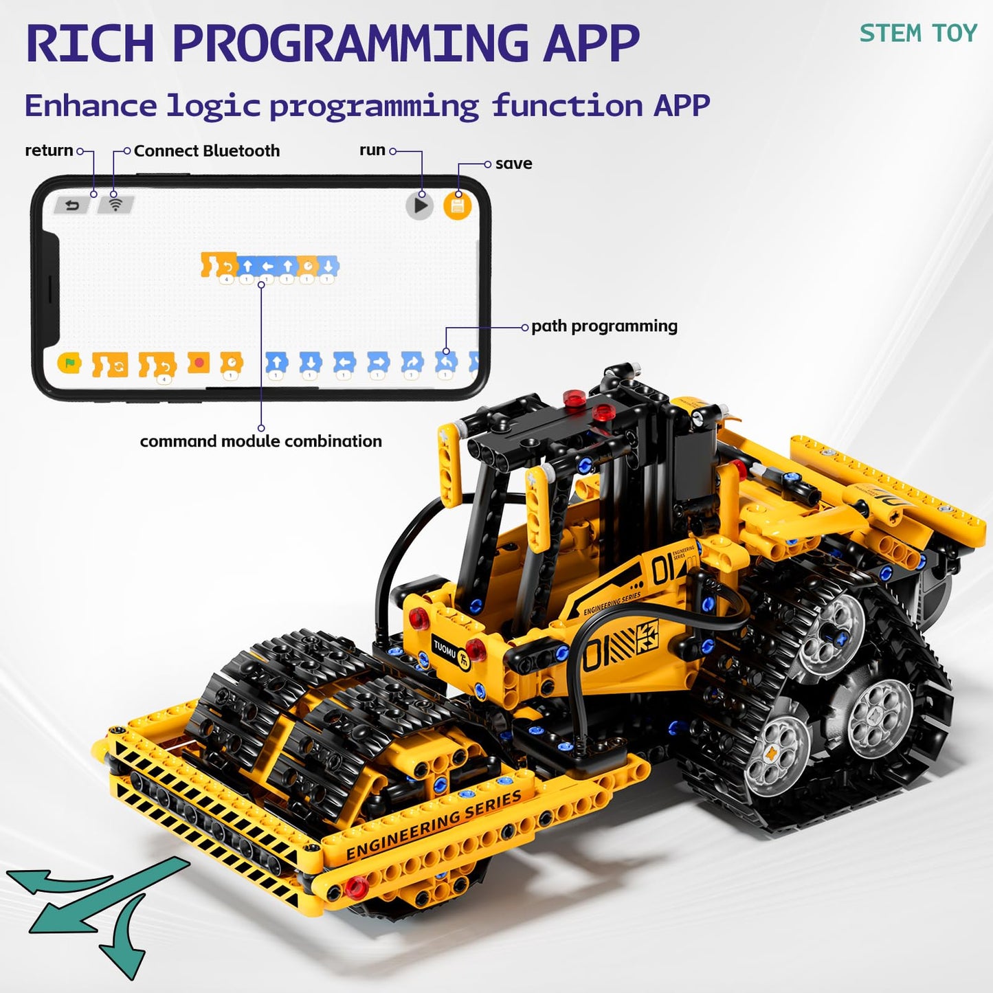 DOLIVE 5 in 1 STEM Building Block Set for Kids Ages 8-14, Remote & App-Controlled Engineering Vehicles, Creative Birthday for Boys Girls Aged 8 9 10 11 12+ (452 PCS)