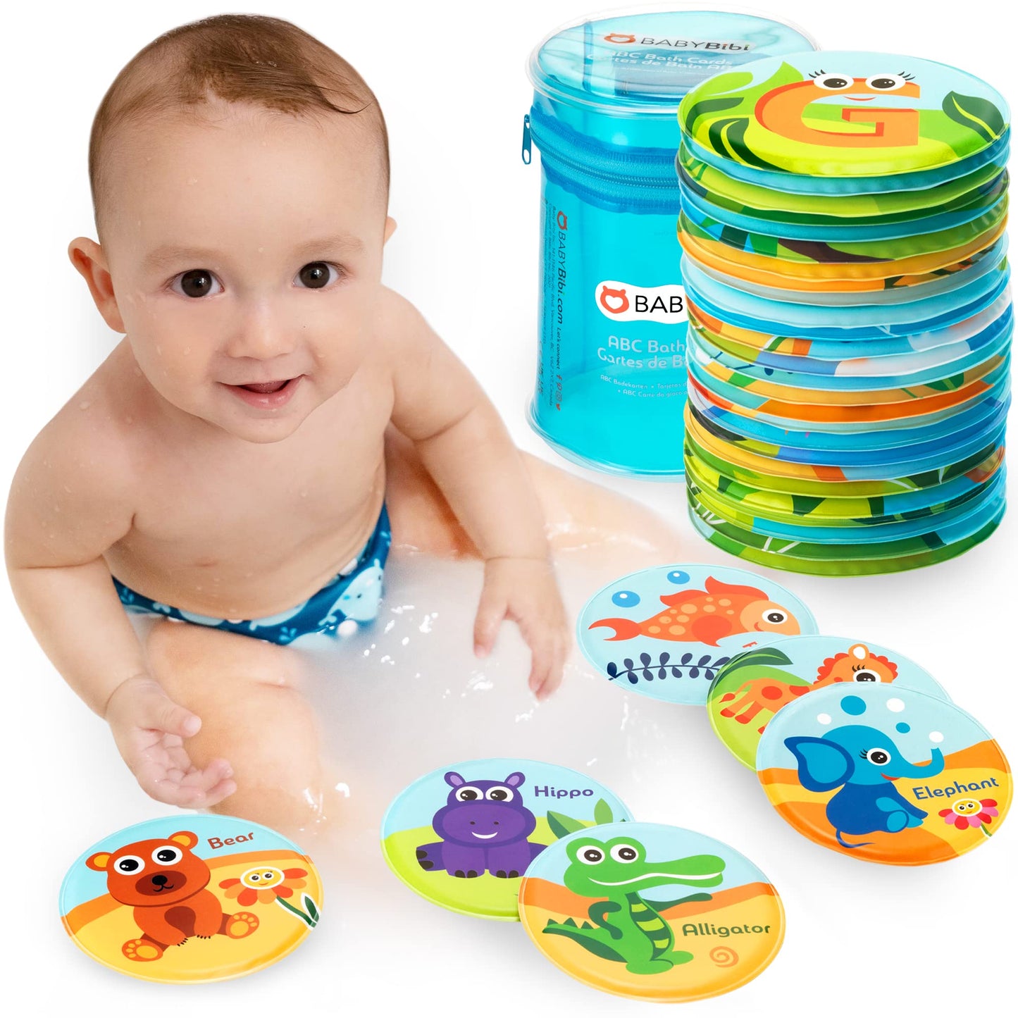 Floating Animals & Alphabet Flash Cards for Bathtub. Preschool Learning Toddler Flash Cards. Educational Bath Toys for 18 Months+ (Set of 26)