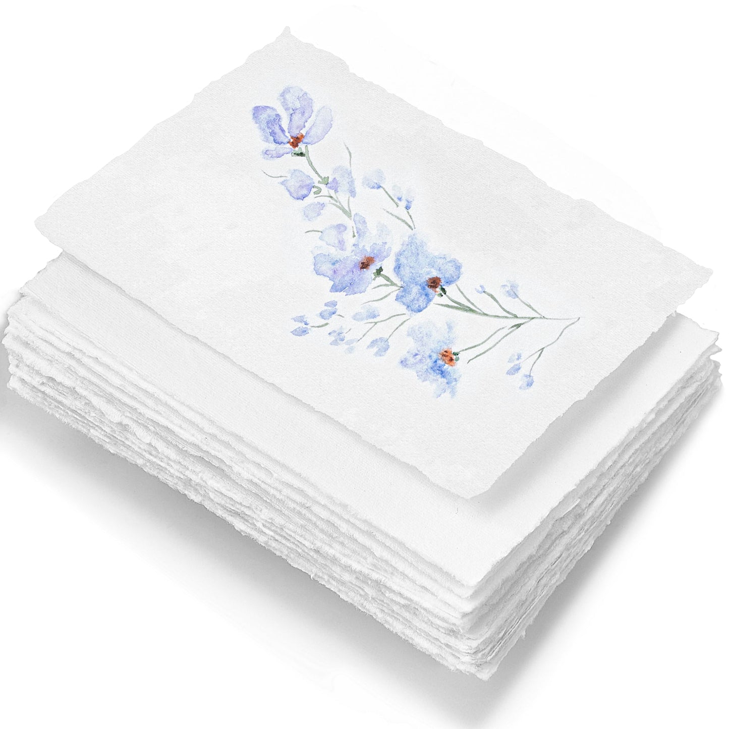 Wanderings A5 Handmade Deckled Edge Cotton Paper - Cold Pressed Texture - Paint, Watercolour, Writing, Printer - Cards, Invitations, Menus, Arts and Crafts. 50 Pack White 150 GSM - 5.8" x 8.3"