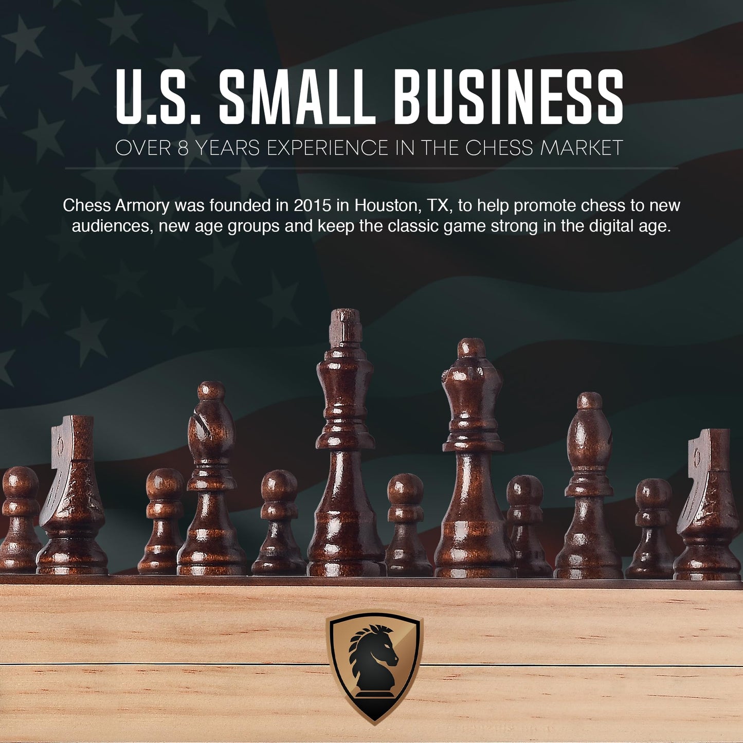 Chess Armory Wooden Chess Set 15 Inch - Premium Sapele Wood Handcrafted Game Board for Adults and Kids with Extra Queen Pieces and Storage Box - Ideal for Home and Travel - Non-Magnetic