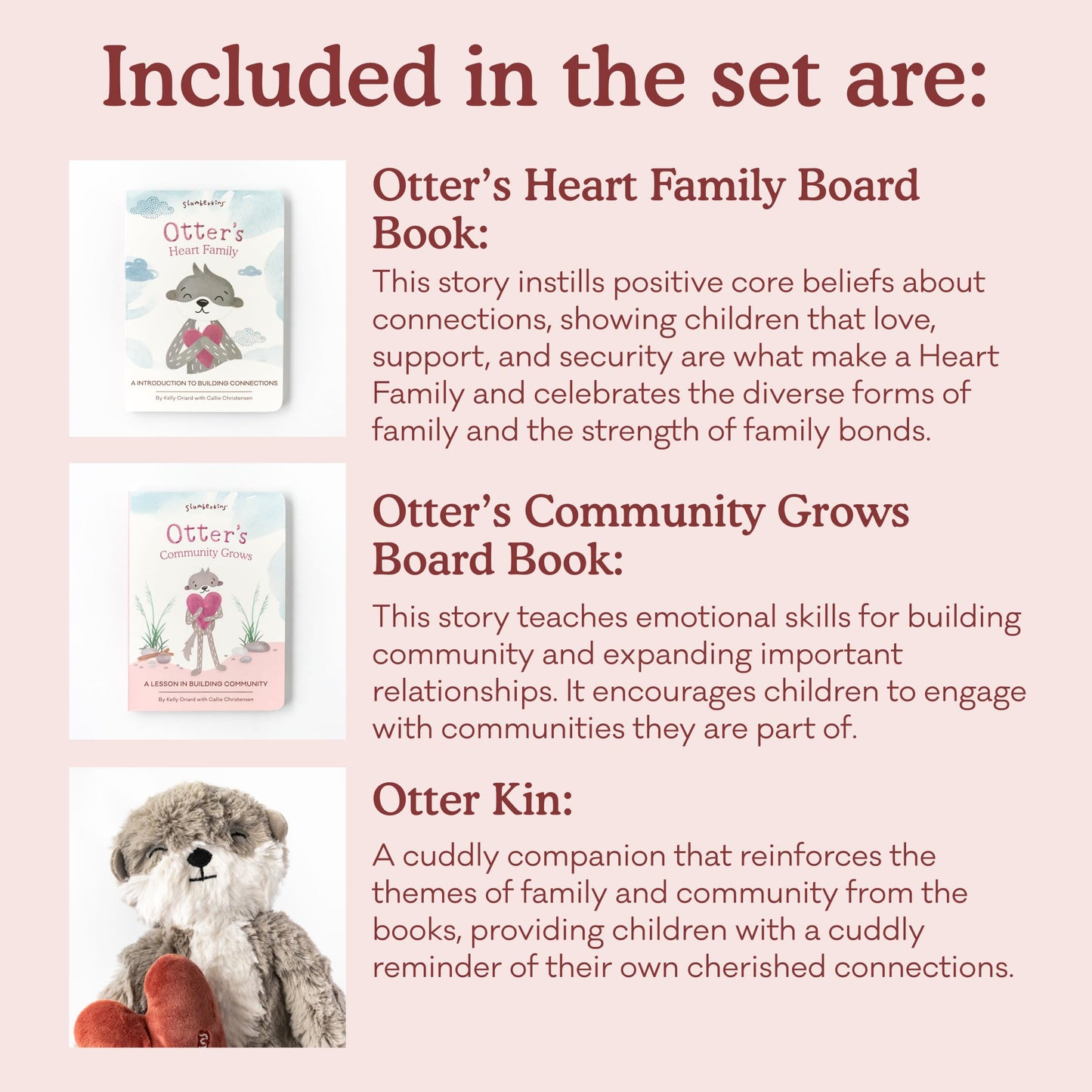 Slumberkins 14" Otter Kin & 2 Board Books Complete Set Bundle | Promotes Family Bonding, Building Connections & Acceptance | Social Emotional Learning, Ages 0+ (Otter Kin Plush + 2 Board Books)