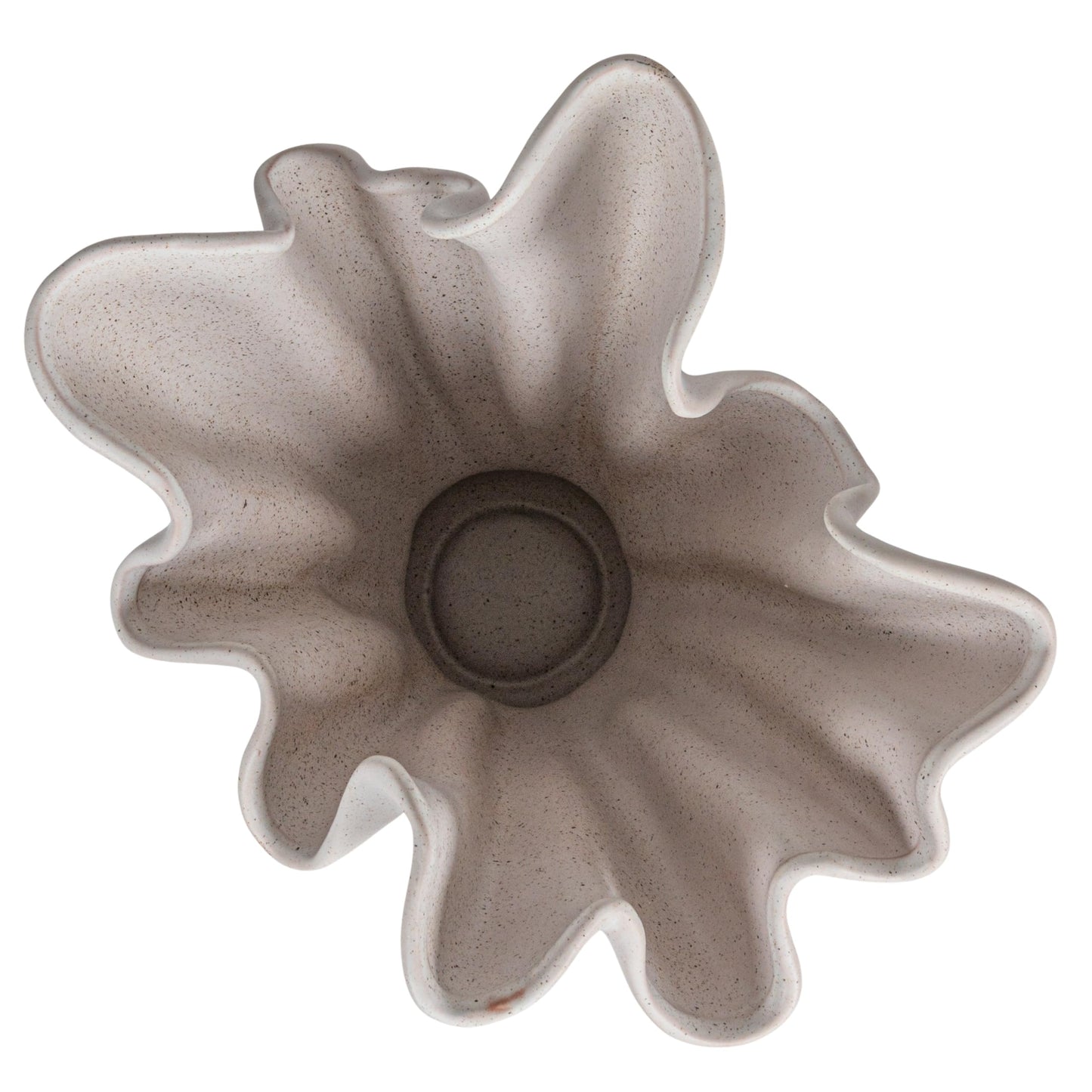 Bloomingville Stoneware Ruffled Vase with Reactive Glaze, Matte Cream
