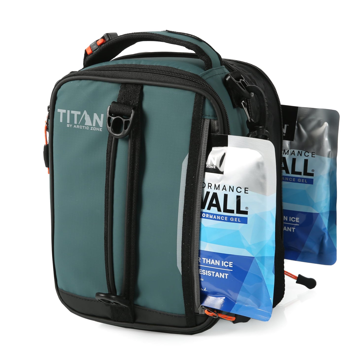 Titan by Arctic Zone Expandable Lunch Box with 2 Gel Ice Packs, Fridge Cold Insulated Cooler Bag with Leak Proof Lining for Men and Women, Jungle Hunt