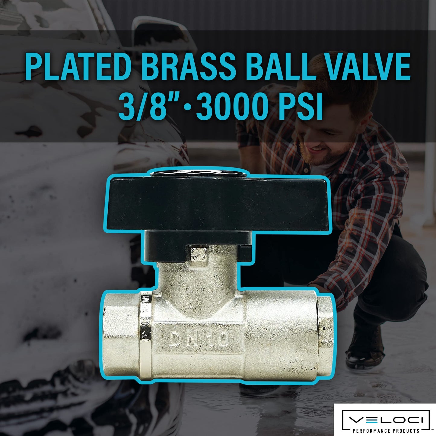 MTM Hydro Original DN10 Italian Brass Plated Ball Valve for Pressure Washing, Soft Washing and Industrial Applications