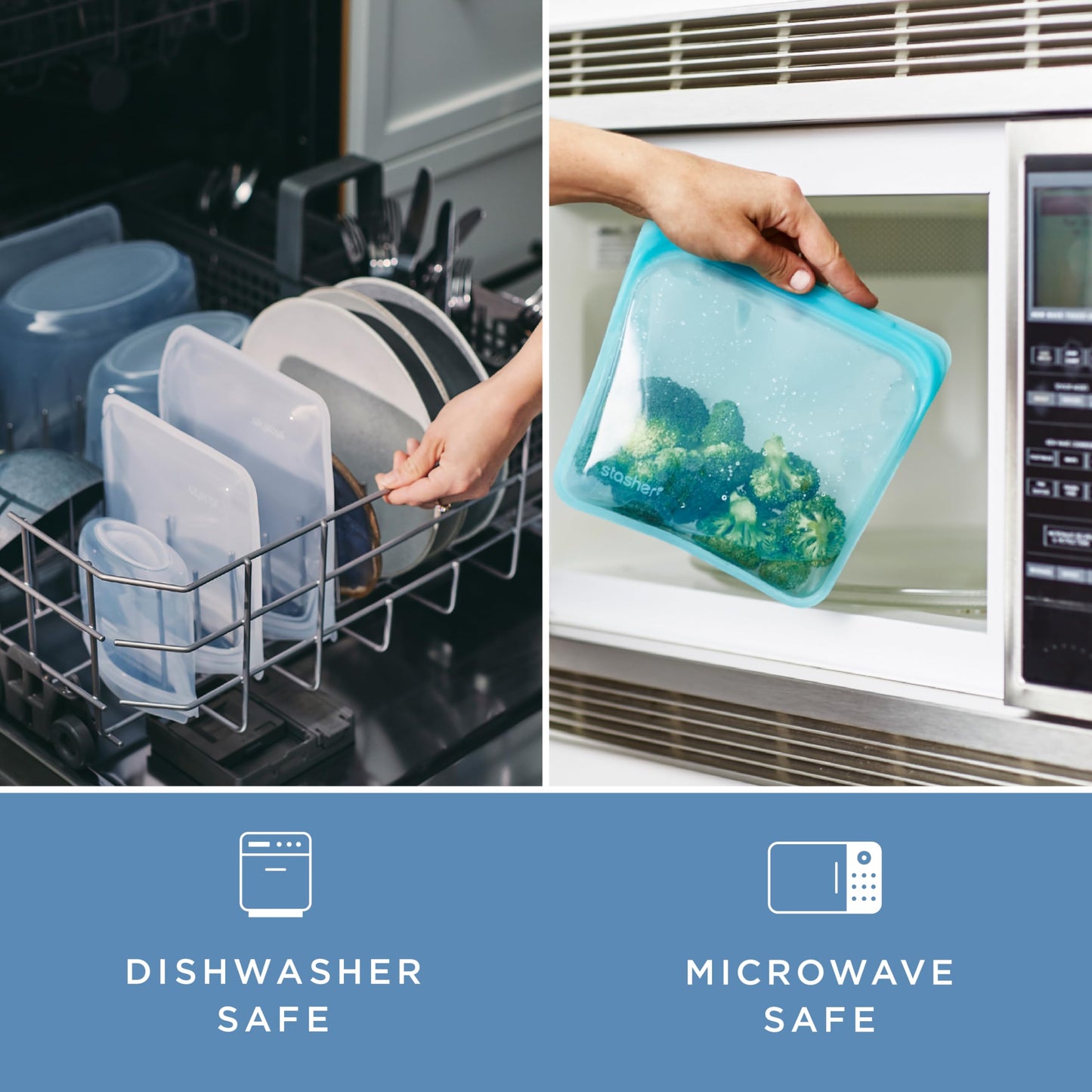 Stasher Silicone Reusable Storage Bags, 3-Pack Bowls, Reusable Freezer Bags, Microwave, Dishwasher, Oven Safe, Sous Vide, Premium Lunch Containers, Eco Friendly, Food Storage Bag, Snack Bag, Clear