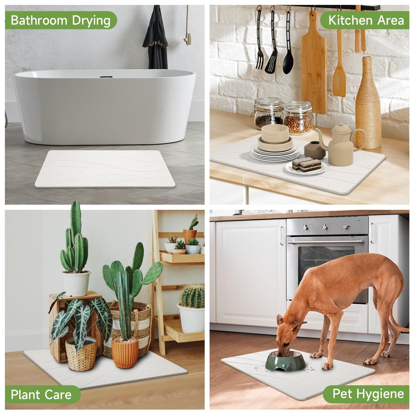 Liyarya Extra Large Stone Bath Mat, 31.5 x 19.7 White Diatomaceous Earth Stone Shower Mat for Bathroom, Large Absorbent Bath Mats, Non-Slip Bathroom Floor Mat, Quick Dry, Easy to Clean
