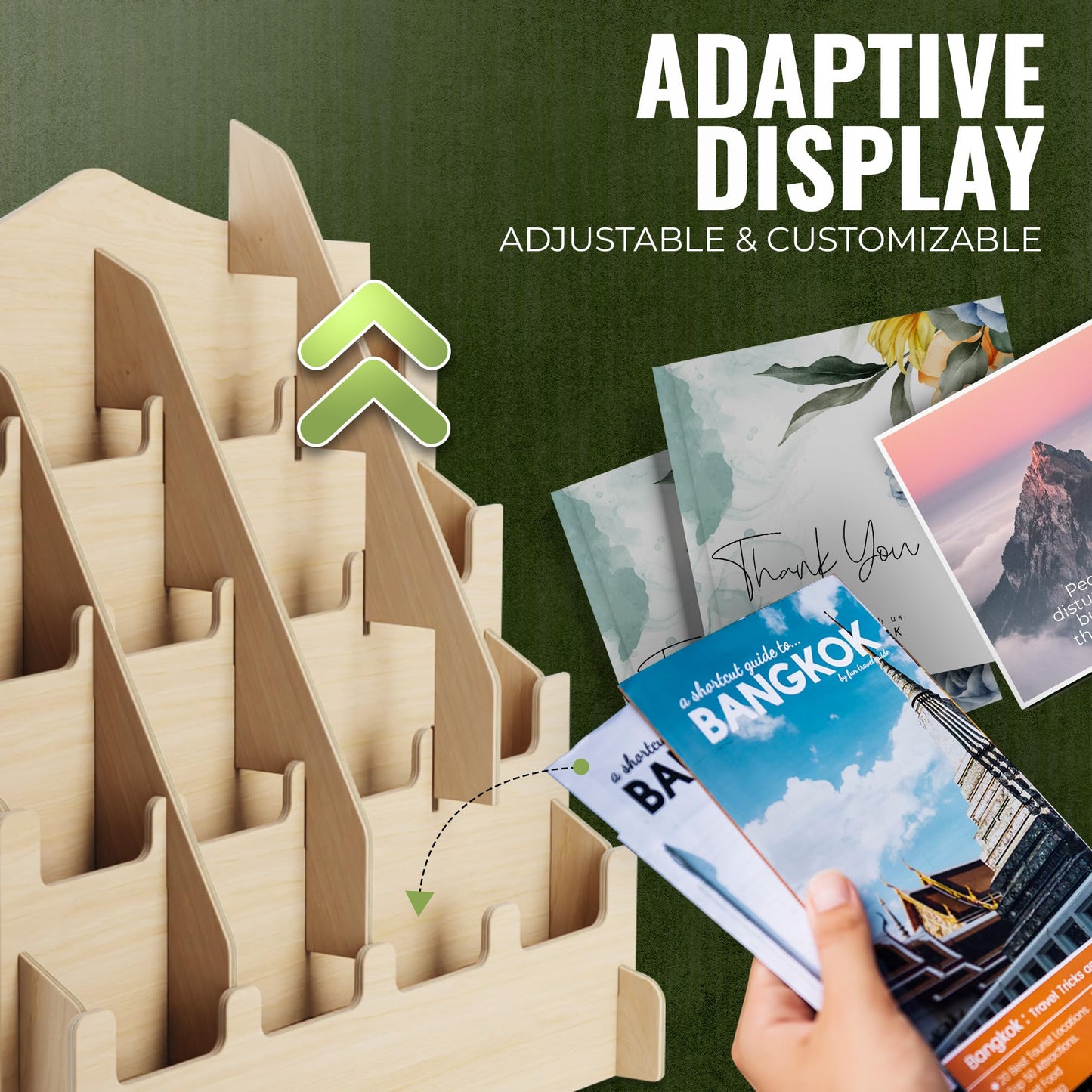 HOTCAN Sticker Display Stand with Curved Pockets for Big 4'' Stickers- Brochure Holder with Customizable Space - On the Go Display Stands for Vendor Events - Ideal for Small Business Vendors (Large)