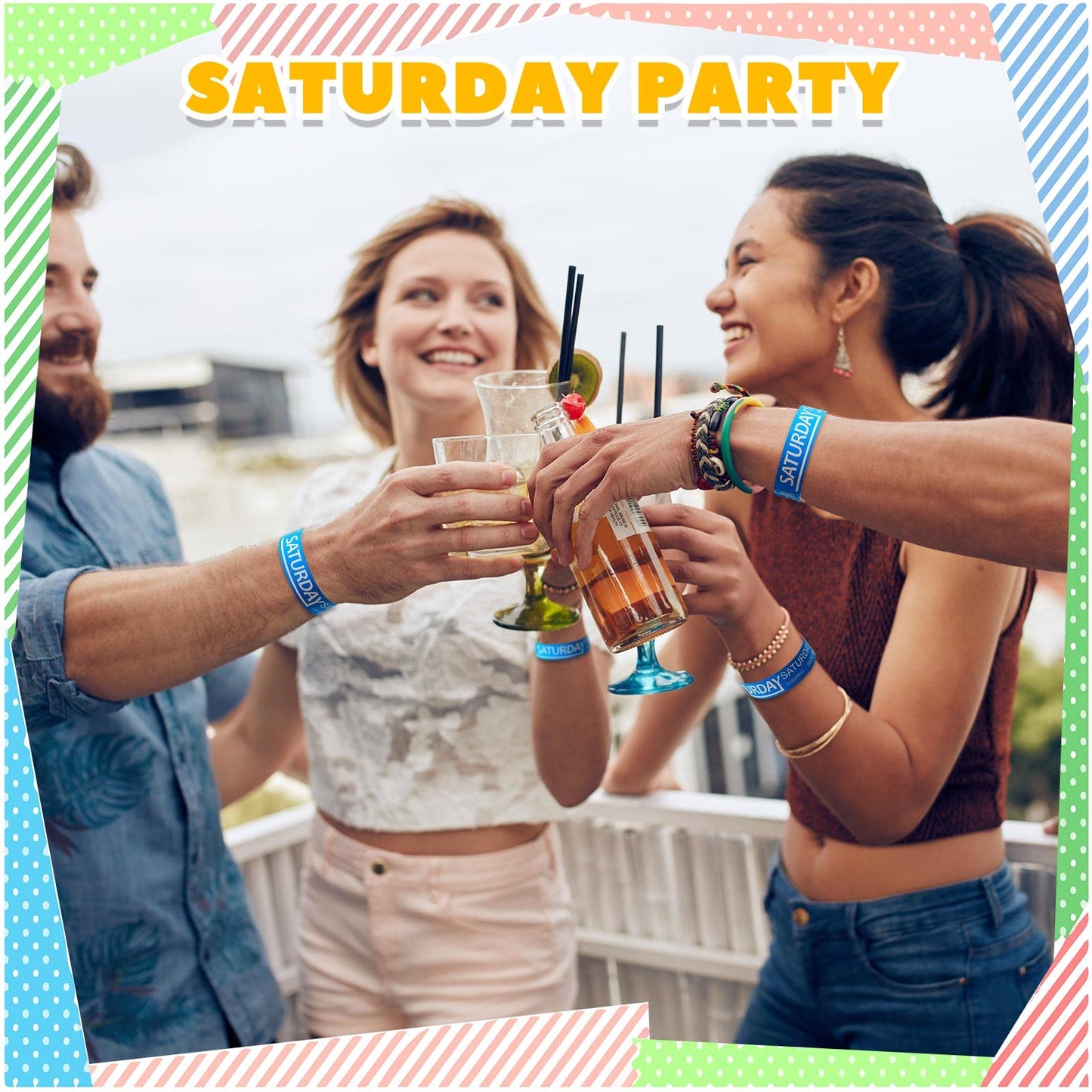Henoyso 1800 Pcs Paper Wristbands Event Wristbands Numbered Waterproof Wrist Bands for Events Day of the Week Paper Bracelets for Adult, Friday, Saturday, Sunday(Orange, Blue, Green)
