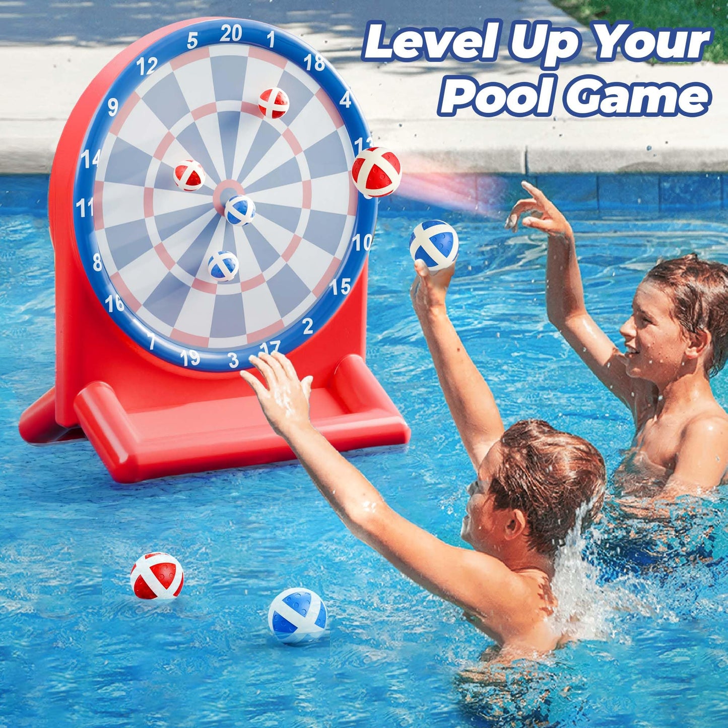 iPlay, iLearn Pool Wave Kids Fun Pool Toys, Inflatable Dart Board Water Games, Swimming Pool Floats, Beach Yard Outdoor Play, Cool Summer Party Gift for 6 7 8 9 10 12 Year Old Boy Girl Teen Adult-Red