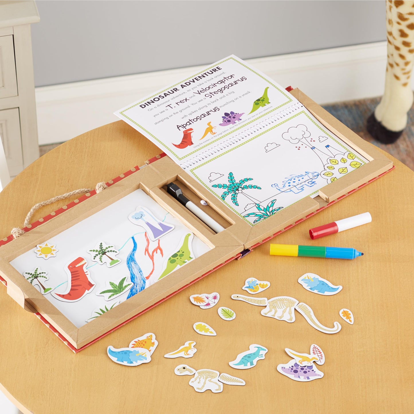 Melissa & Doug Natural Play: Play, Draw, Create Dinosaurs Drawing Activity Set & Magnet Kit - Reusable Mess-Free Travel Activity