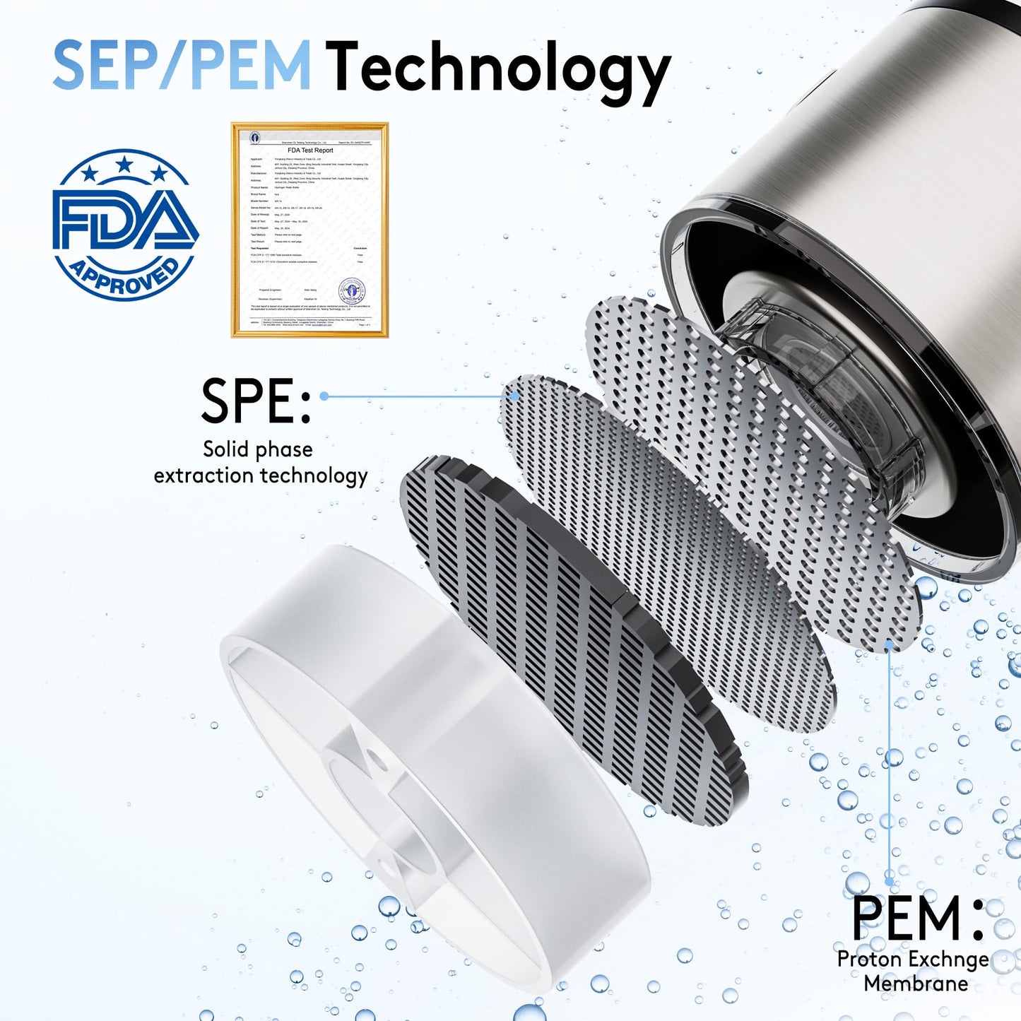 2025 New Hydrogen Water Bottle, 2200PPB in 3Min, SPE PEM Tech, Portable 16OZ, Rechargeable Hydrogen Water Bottle for Travel, Home, Office – Gift for Family & Friends (Silver)