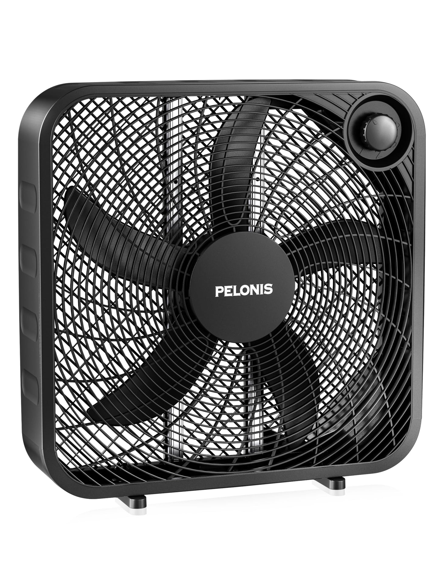 PELONIS 20 Inch Box Fan – 3 Speeds, Window Fans, Floor or Tabletop, 25ft/s, Superior Air Throw (2295 CFM), Lightweight, 5 Blades, Fans for Bedroom, Office, Living Room, Garage