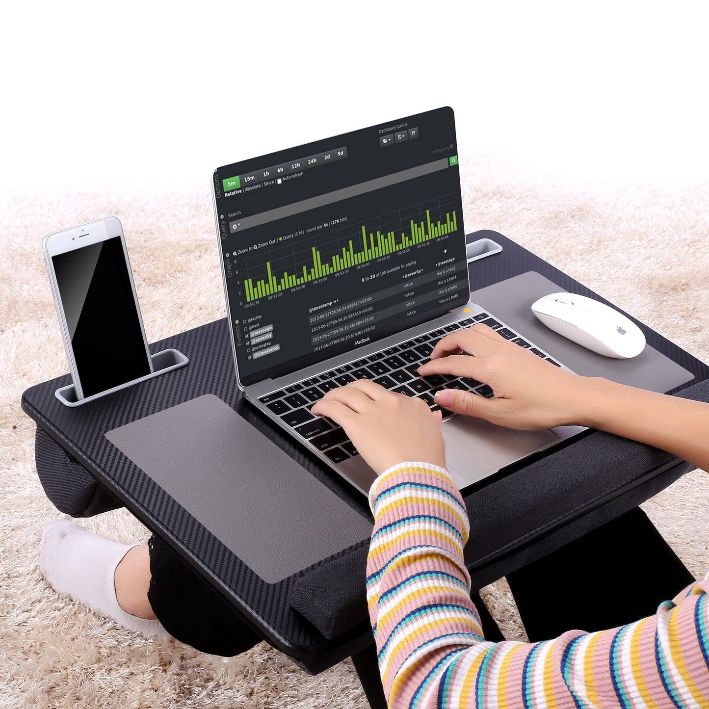Extra Large Lap Laptop Desk- Home Office Portable LapDesk with Mouse Pad & Wrist Rest for Notebook/MacBook/Tablet, Sofa Bed Working, Writing, Drawing (Carbon Black, Fit Up to 17-inch Laptops)