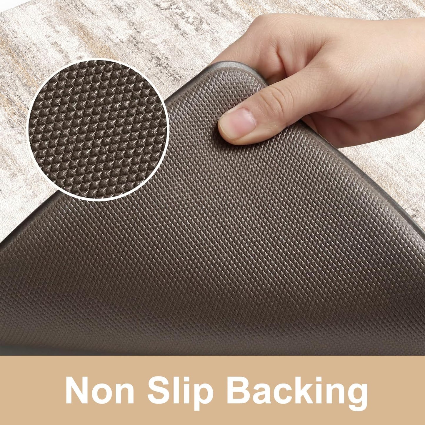 KIMODE Kitchen Mats Cushioned Anti Fatigue, Abstract Farmhouse Kitchen Rugs Sets of 2, Non Slip Kitchen Mats for Floor, Padded Kitchen Floor Mat for Sink Laundry Office Light Brown Multi