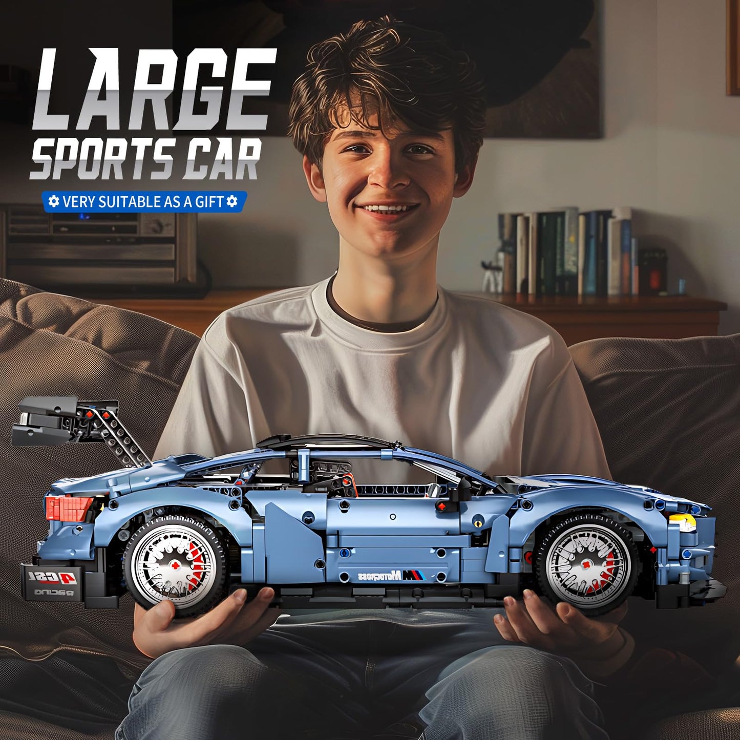 Remote Control Car Building Kit, 1:10 M4 Champion Racing Car Building Blocks and Challenge Construction Toys, Gift for Technical Enthusiasts Adults&Boys Age 14+, with Motors Light Battery (2280PCS)