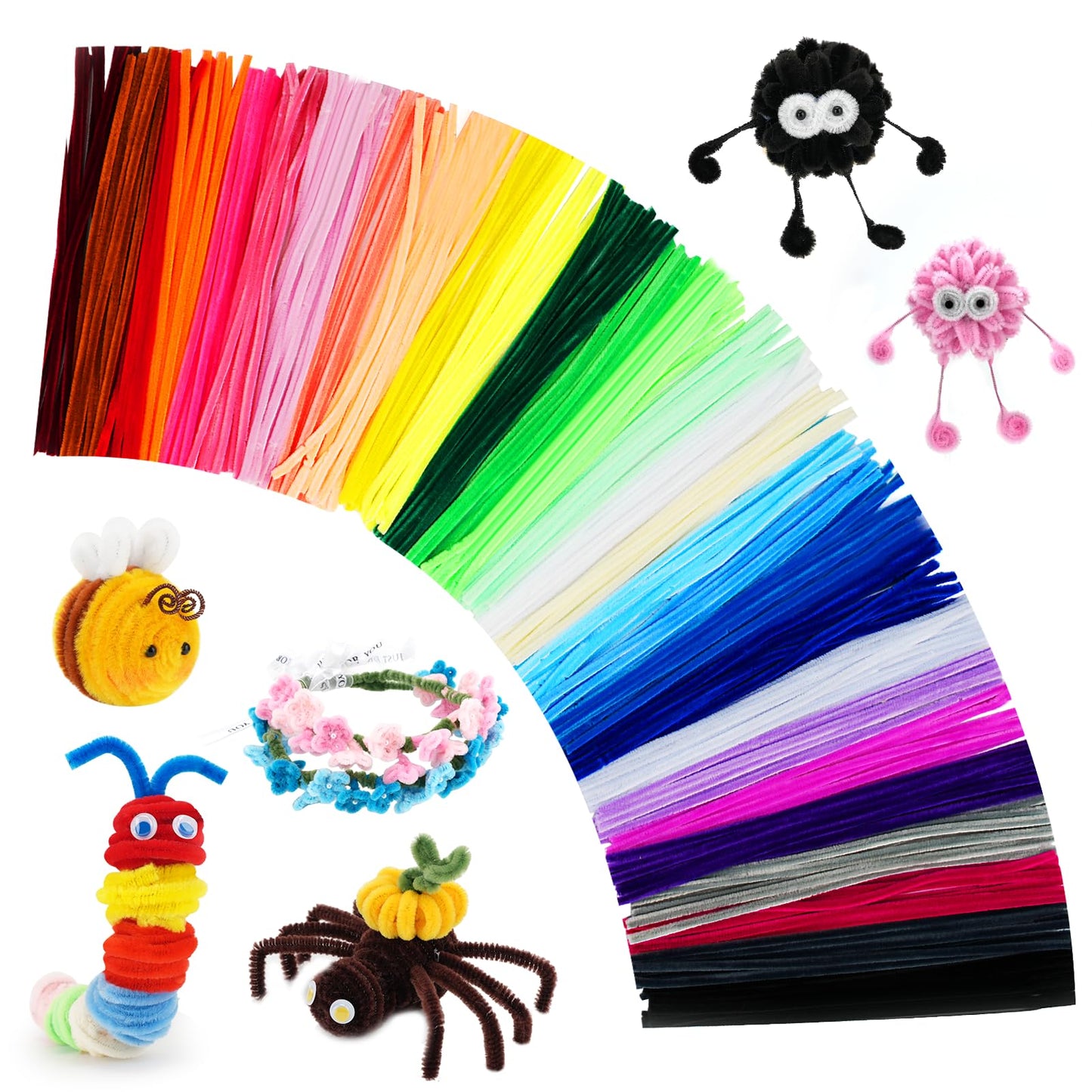 1200PCS Pipe Cleaners Craft, Pipe Cleaners Bulk for Arts and Crafts Supplies