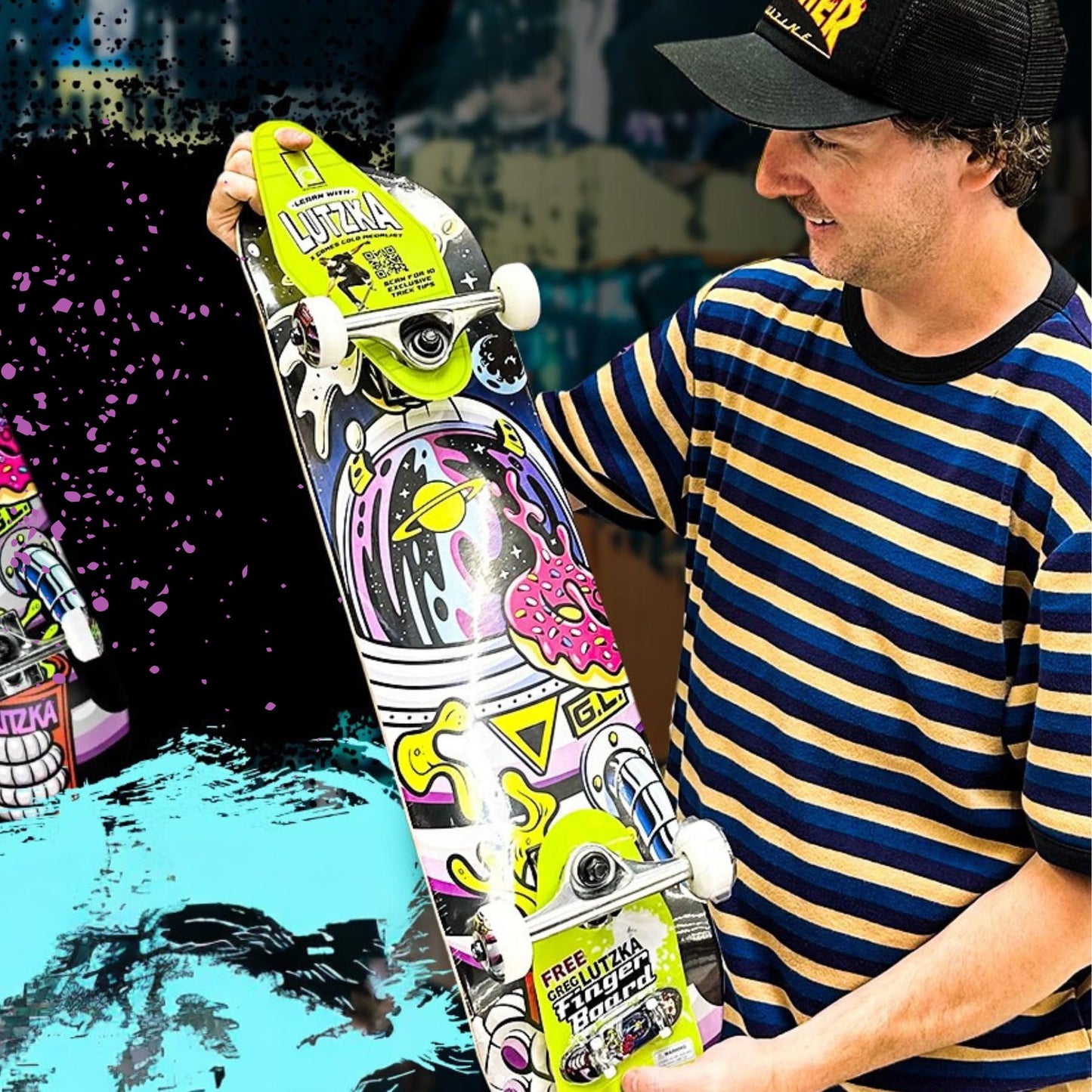 Learn with Lutzka Astronaut Skateboard Deluxe Series by Roller Derby for Kids, Teens, Beginners, Adults