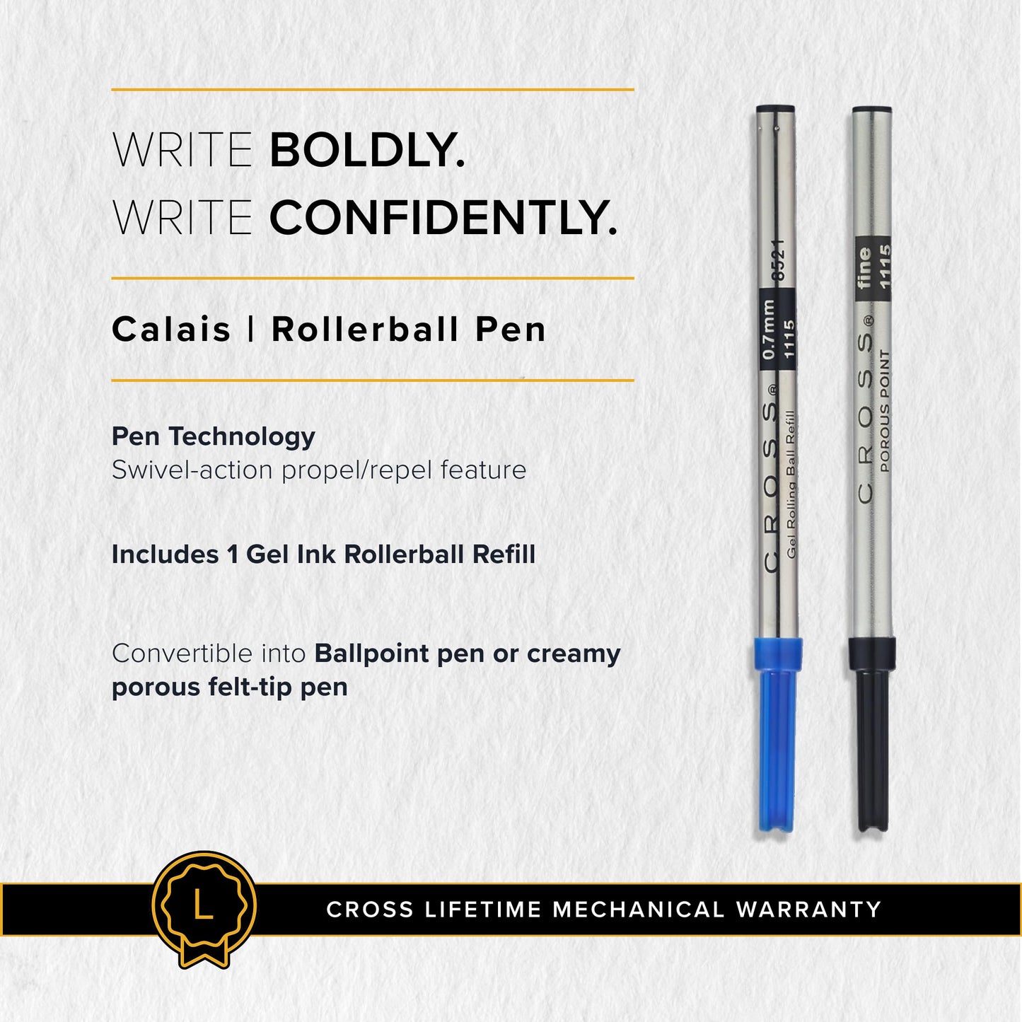 Cross AT0115-18 Calais Matte Metallic Rollerball Pen, Midnight Blue