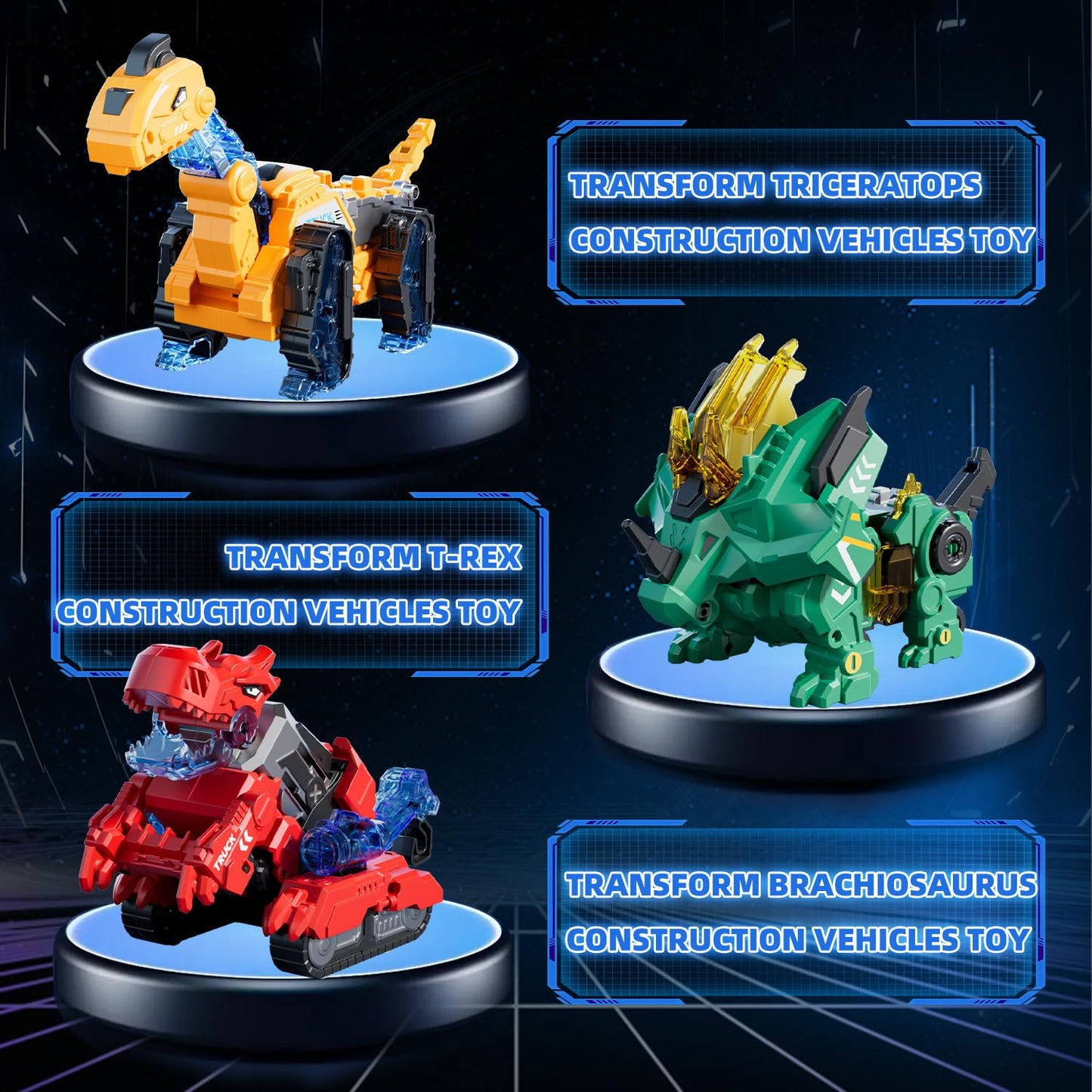 VEAIS - Magnetic Transformation Dinosaur Robot Toys, 6 in 1 Transformer Robot Toy for Kids, Easy Assembly Function, Robot Construction Vehicle Set for Kids