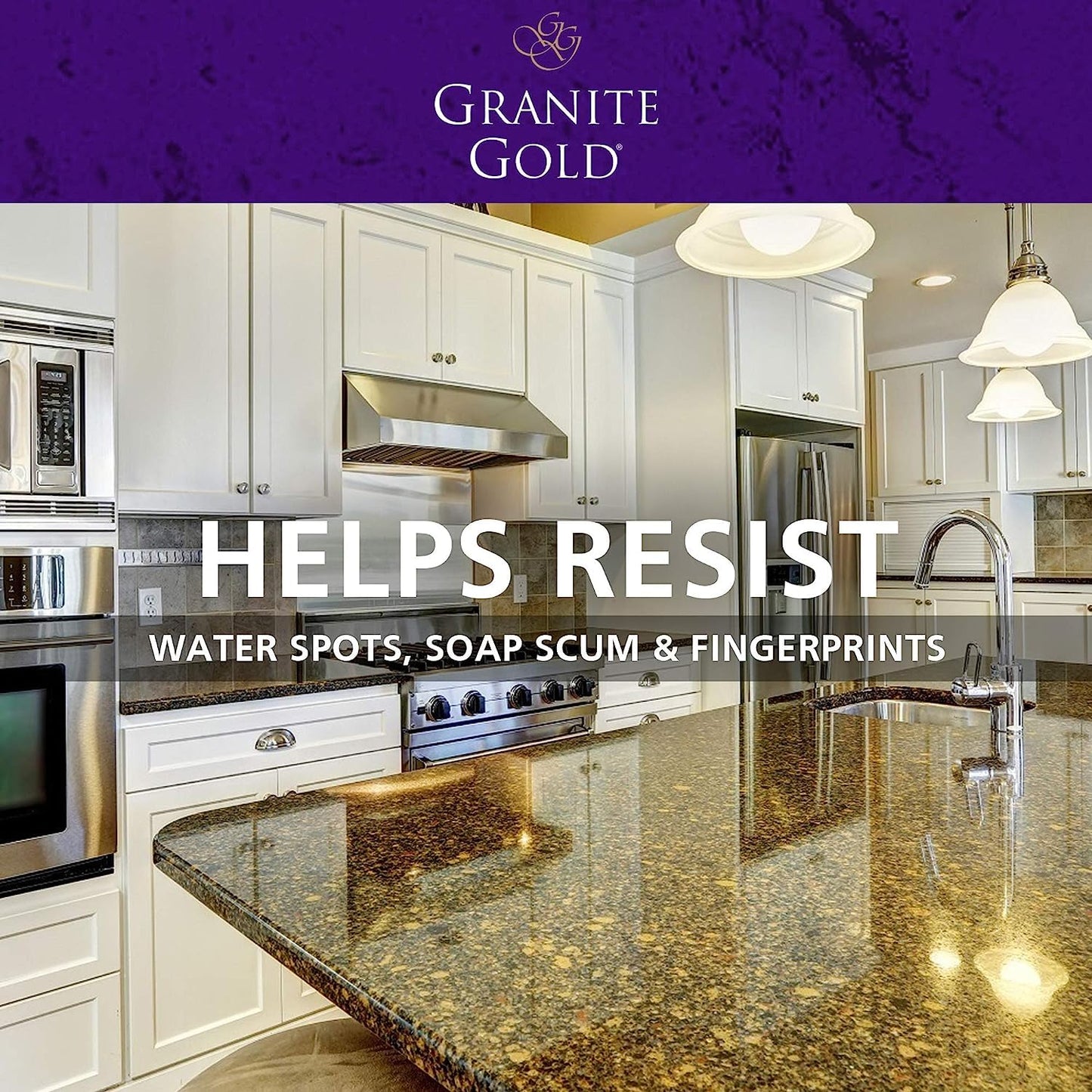 Granite Gold Polish Spray, Streak-Free Shine for Granite, Quartz, Marble, Travertine, Natural Stone Countertops, 64 Fluid Ounces and 24 Fluid Ounces