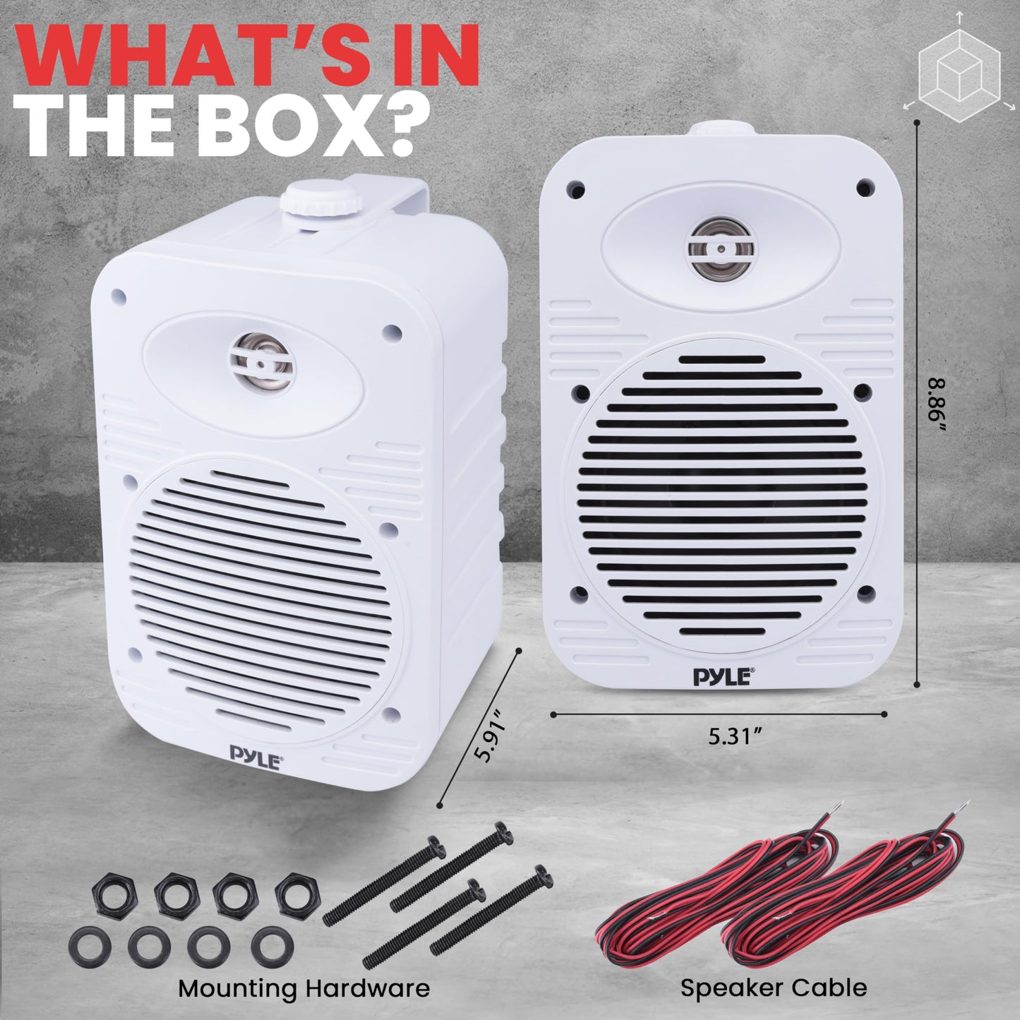 Pyle 500 Watt Bluetooth Indoor Outdoor Speakers Pair - Dual Waterproof 5.25” 2-Way Full Range Speaker System w/ 1/2” High Compliance Polymer Tweeter | Home, Boat, Marine, Deck, Patio, Poolside (White)