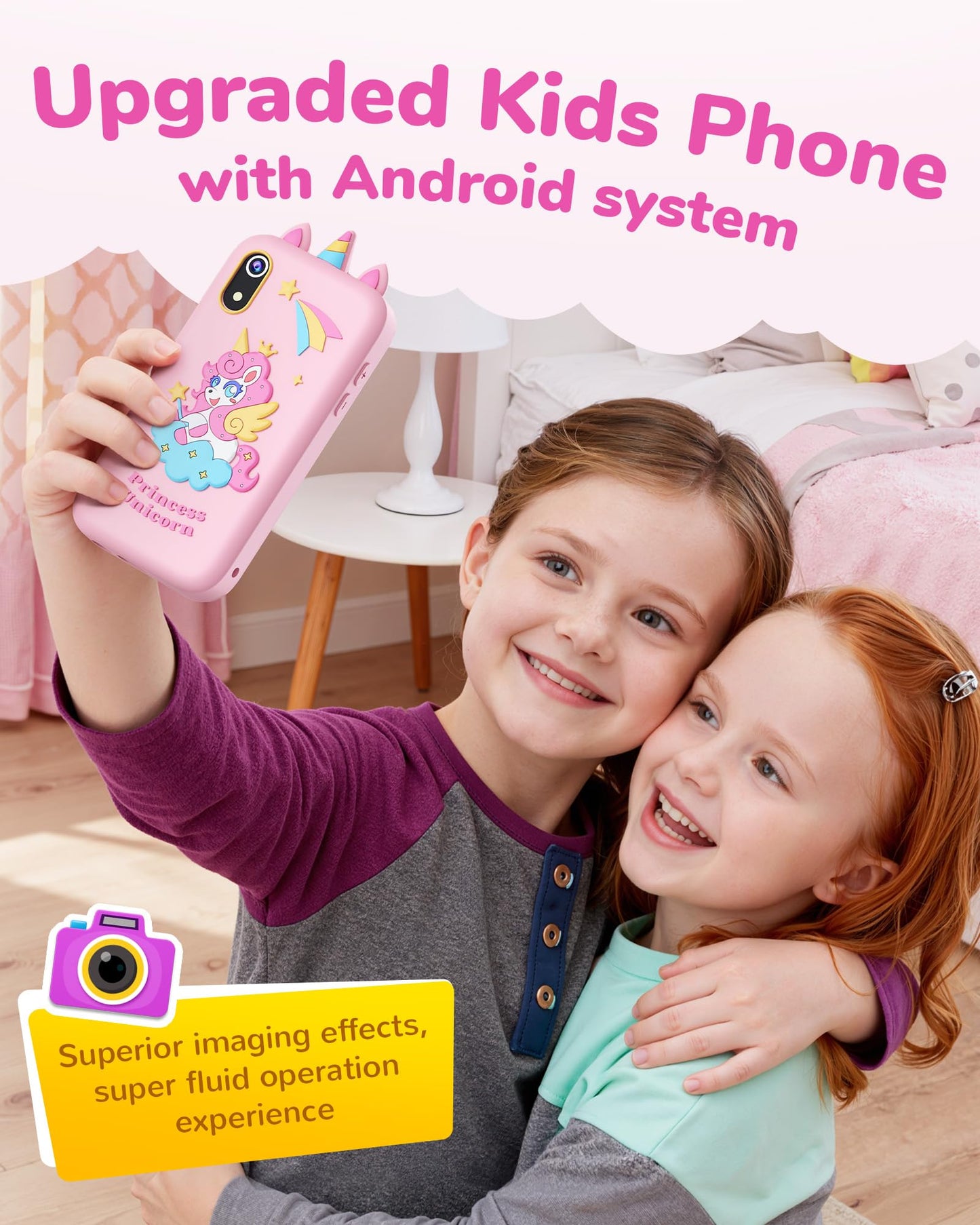 KOKODI Kids Phone, 4 Inch Toddler Camera (Pink)