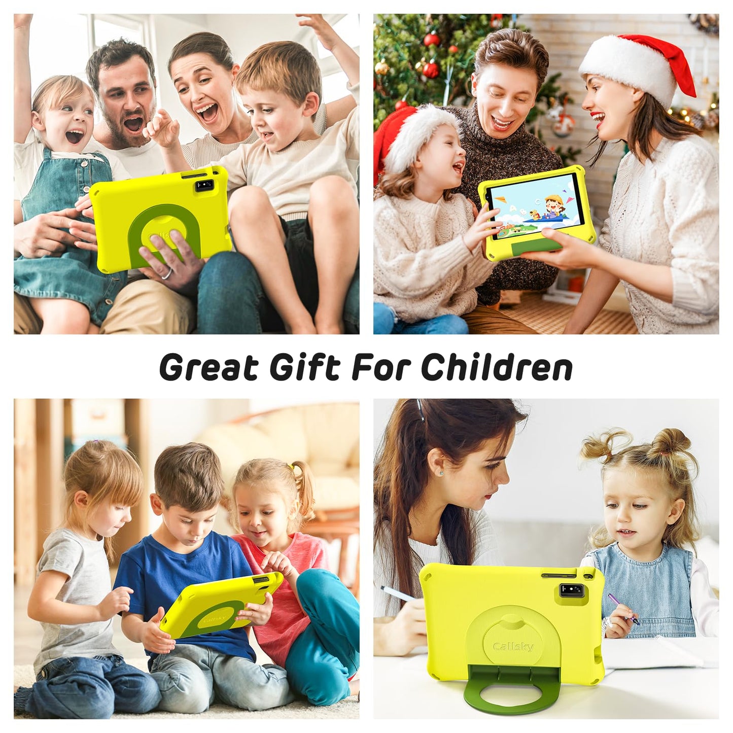 CALLSKY-NOTE Android 14 Kids Tablet 8 Inch Tablet for Kids Octa-Core 8GB+64GB Toddler Tablet with EVA Case Child Learning Tablet with YouTube, WiFi 6, Parental Control, Bluetooth 5.4, Yellow