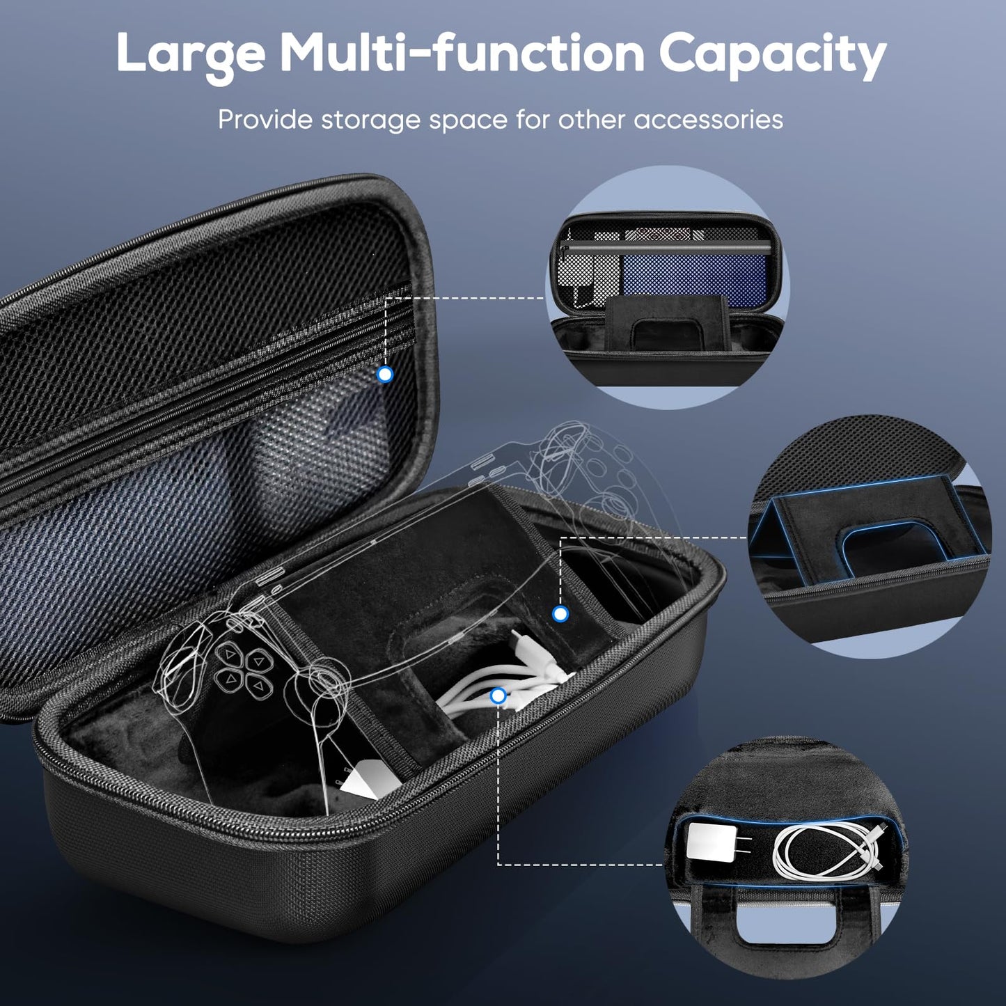 10 in 1 Accessories Kit for Playstation Portal, KOVA Carrying Case & TPU Skin Cover with Kickstand for PS5 Portal Console, Travel Shell with 2* Screen Protector & 4* Thumb Grip for PS Portal Handheld