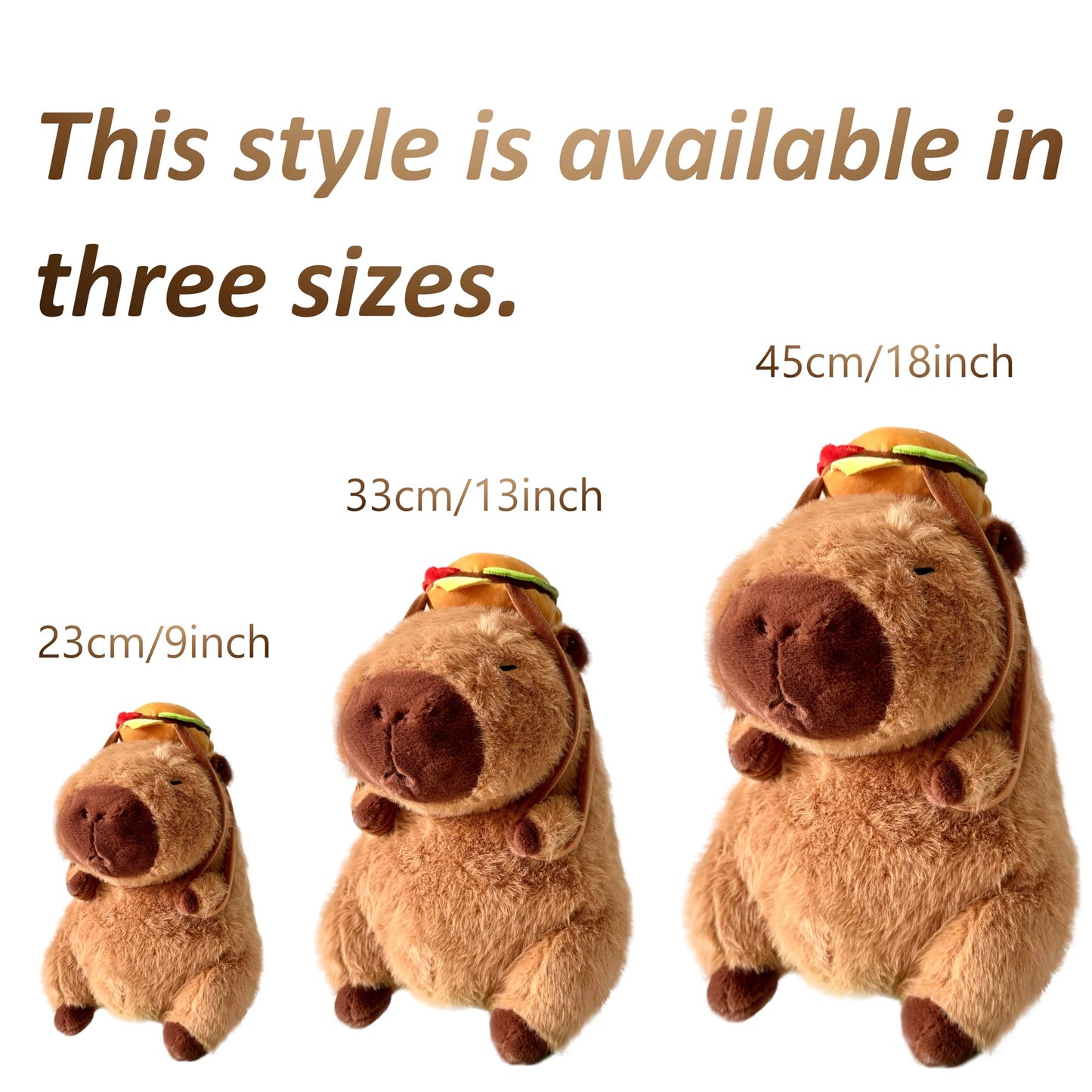 Tanha Capybara Plush Toy, Soft Cute Capybara Stuffed Animal - 45cm / 18inch with Hamburger Backpack