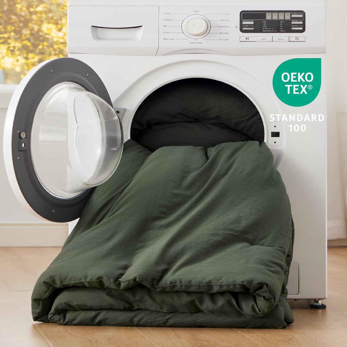 Bedsure Queen Size Comforter Set, Dark Green Soft Prewashed Bedding for All Seasons, 3 Pieces GentleSoft™ Warm Down Alternative Bed Set, 1 Lightweight Comforter (90"x90") and 2 Pillowcases (20"x26")