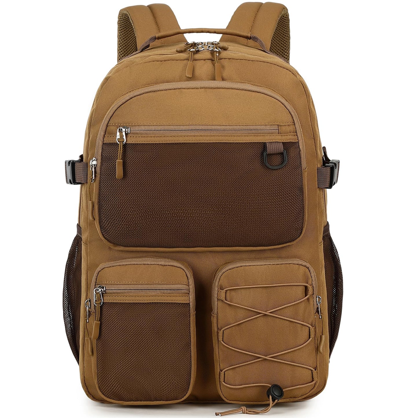 Lohol Water Resistant Daypack with Mulitiple Pockets for Travel Outdoor College, 15.6 inch Laptop Backpack for Men and Women (Brown)