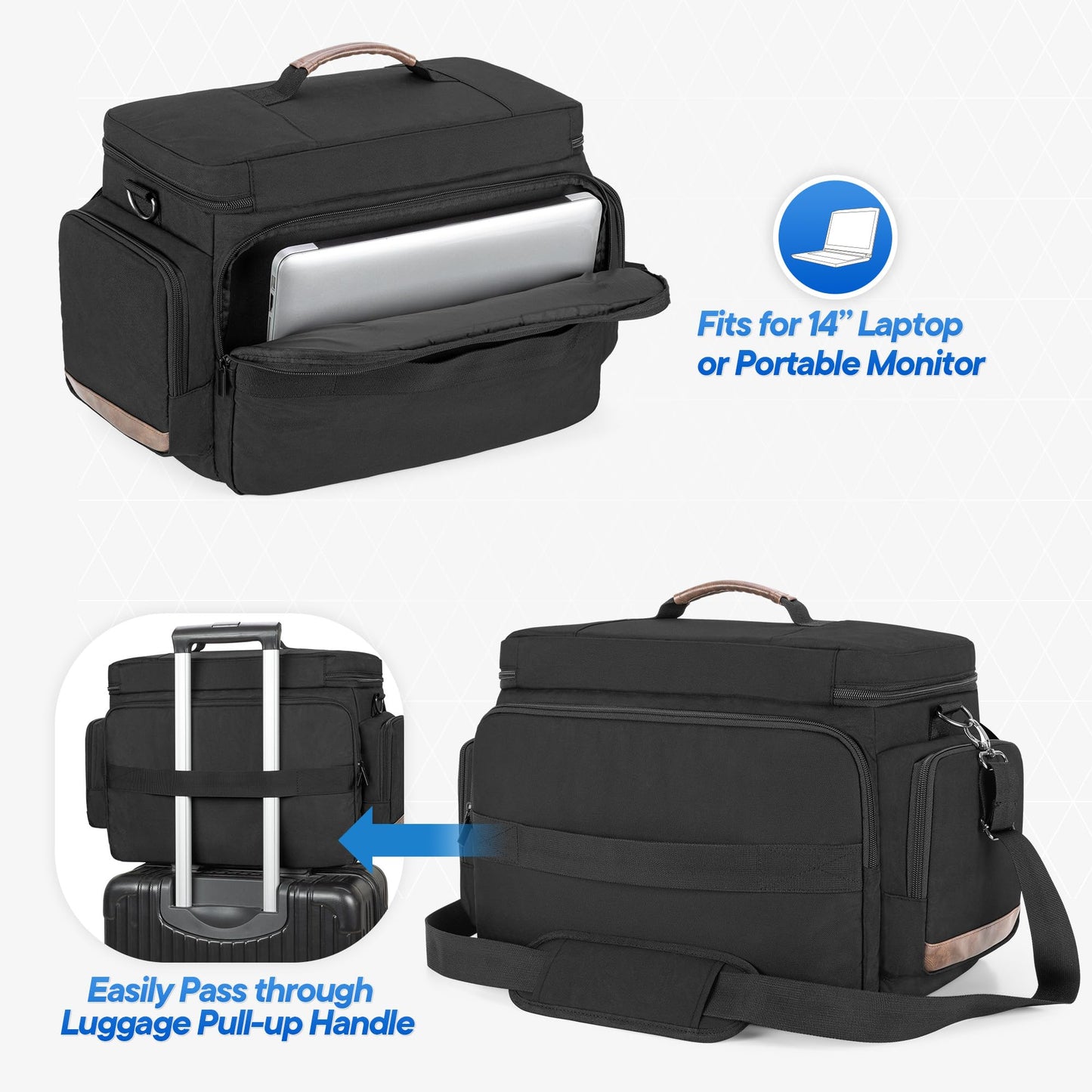 LoDrid Travel Carry Case Compatible with PS5/PS5 Slim/PS4/PS4 Pro/PS4 Slim/Xbox One/Xbox One X for Console and 15.6" Laptop, Protective Gaming Bag with Handle and Shoulder Strap, Black