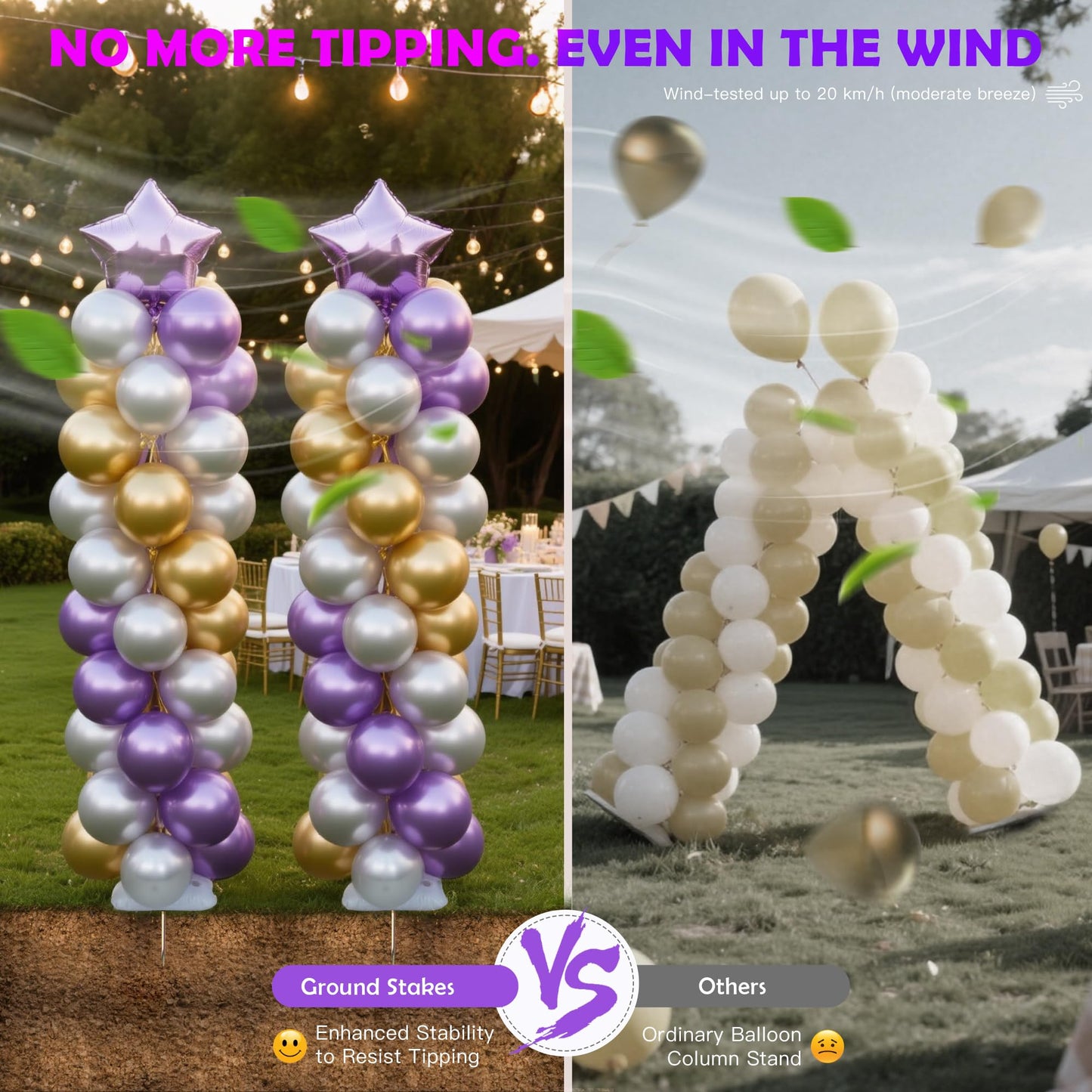 YALLOVE Balloon Column Stand Kit, Sets of 4 Telescoping Balloon Stand, Height Adjustable Balloon Tower Pillar with Reusable Metal Telescopic Design for Party Decoration