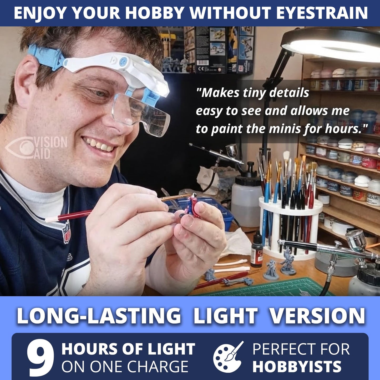 Vision Aid Expert Edition Magnifying Glasses with USB Rechargeable LED Light and Storage Case Hands Free Head Magnifier for Hobby Painting Close Work