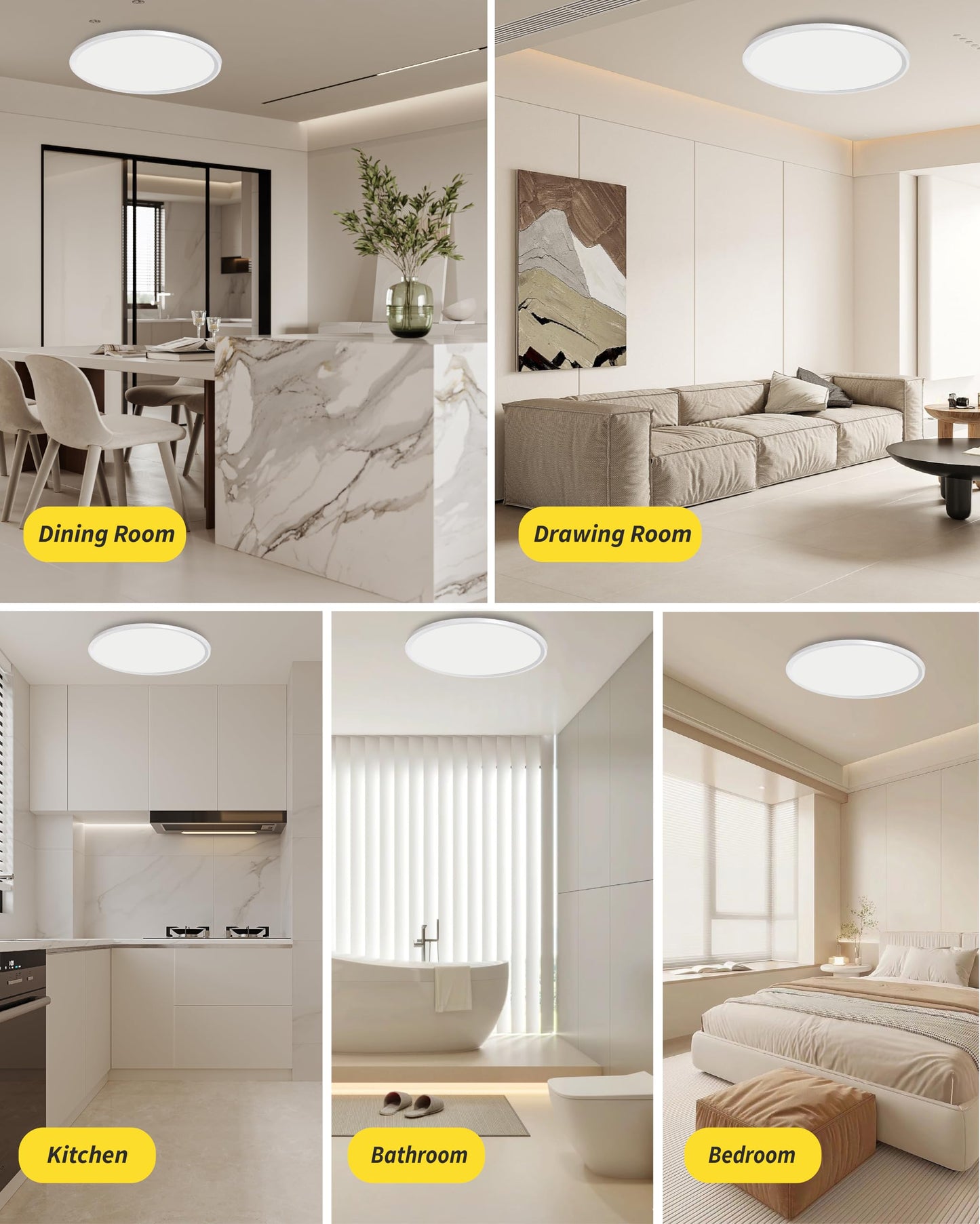 1Pack 20 Inch Remote Control Dimmable Large LED Flush Mount Ceiling Light Panel,40W 4350LM,2700K-6000K Adjustable Color,Ultra Thin Round White Ceiling Light Fixture for Hallway Kitchen Home Office