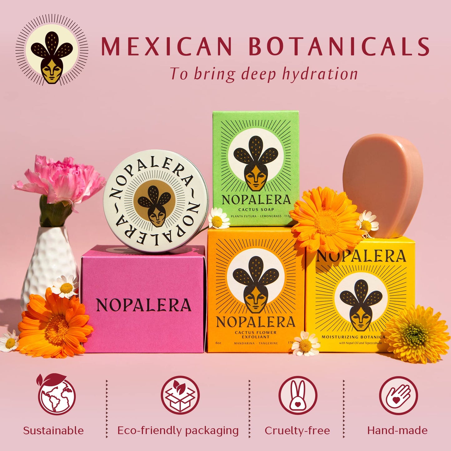 Nopalera Botanical Lotion Bar - Plant-Based Cactus Moisturizer with Prickly Pear Oil & Tangerine Oil, Deeply Moisturizing, Vegan, Natural Citrus Fragrance, 2.2 oz.