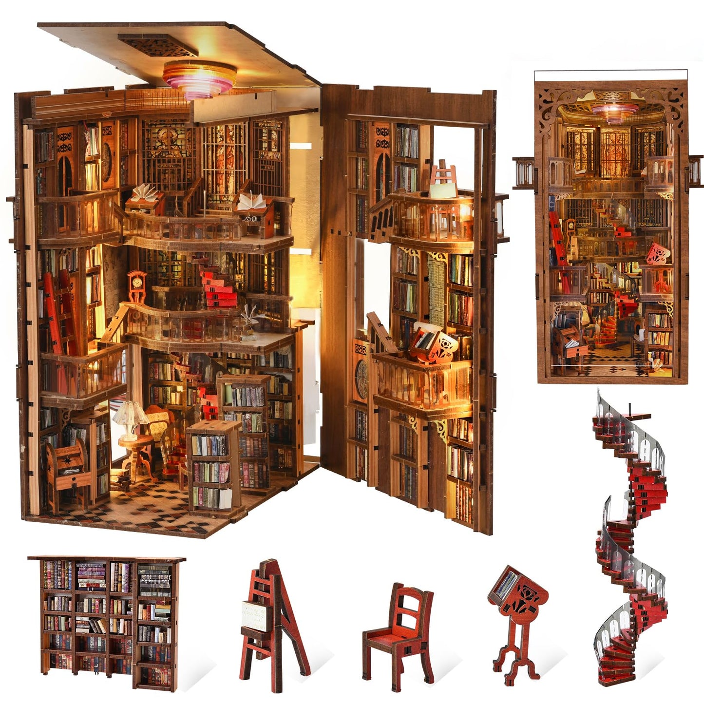 MiniCity Book Nook Kit, DIY Miniature Dollhouse Book Nook Kit with Dust Cover and LED Light for Teens and Adults (The Song of Sirens)