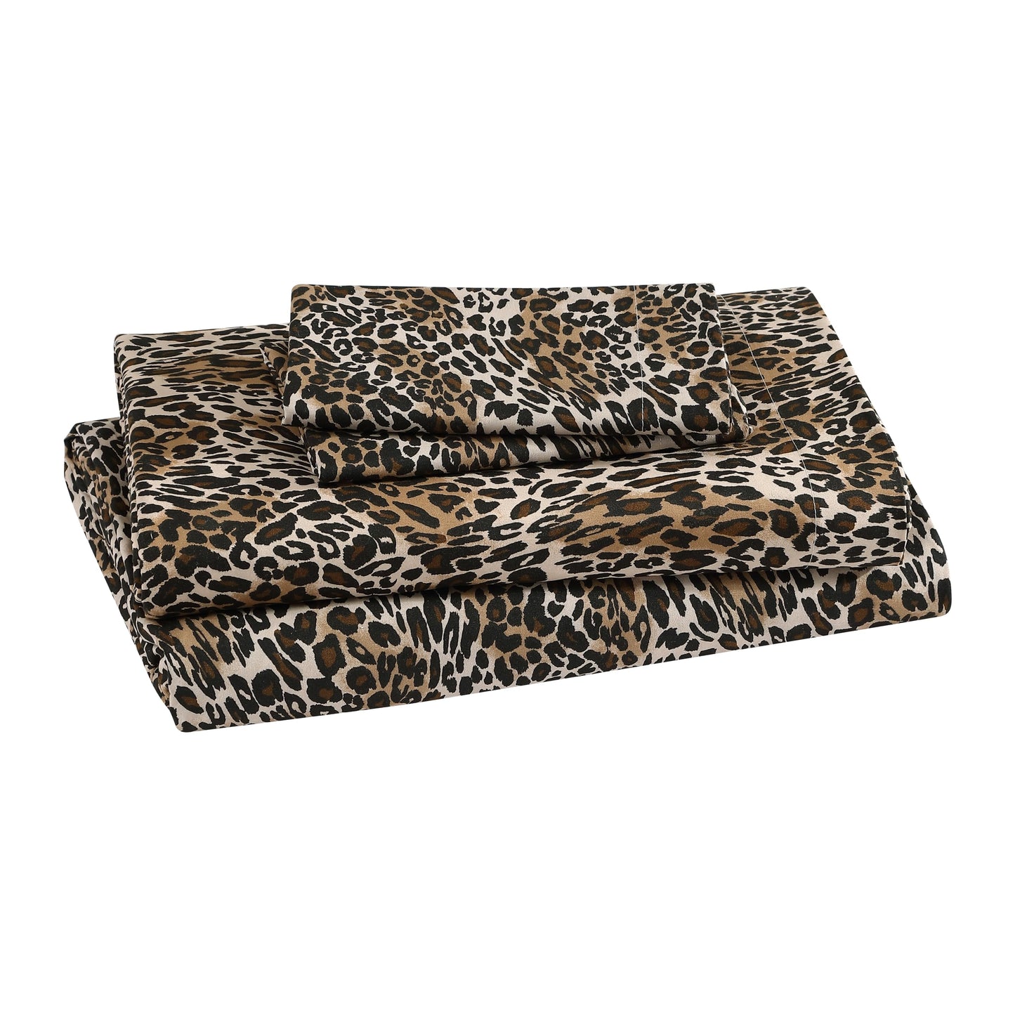 Beatrice Home Fashions Printed Microfiber Sheet Set, Soft Comfortable Easy Care, Includes 1 Fitted Sheet with 12" Deep Pockets, 1 Flat Sheet, Pillowcase, Queen, Zara Leopard
