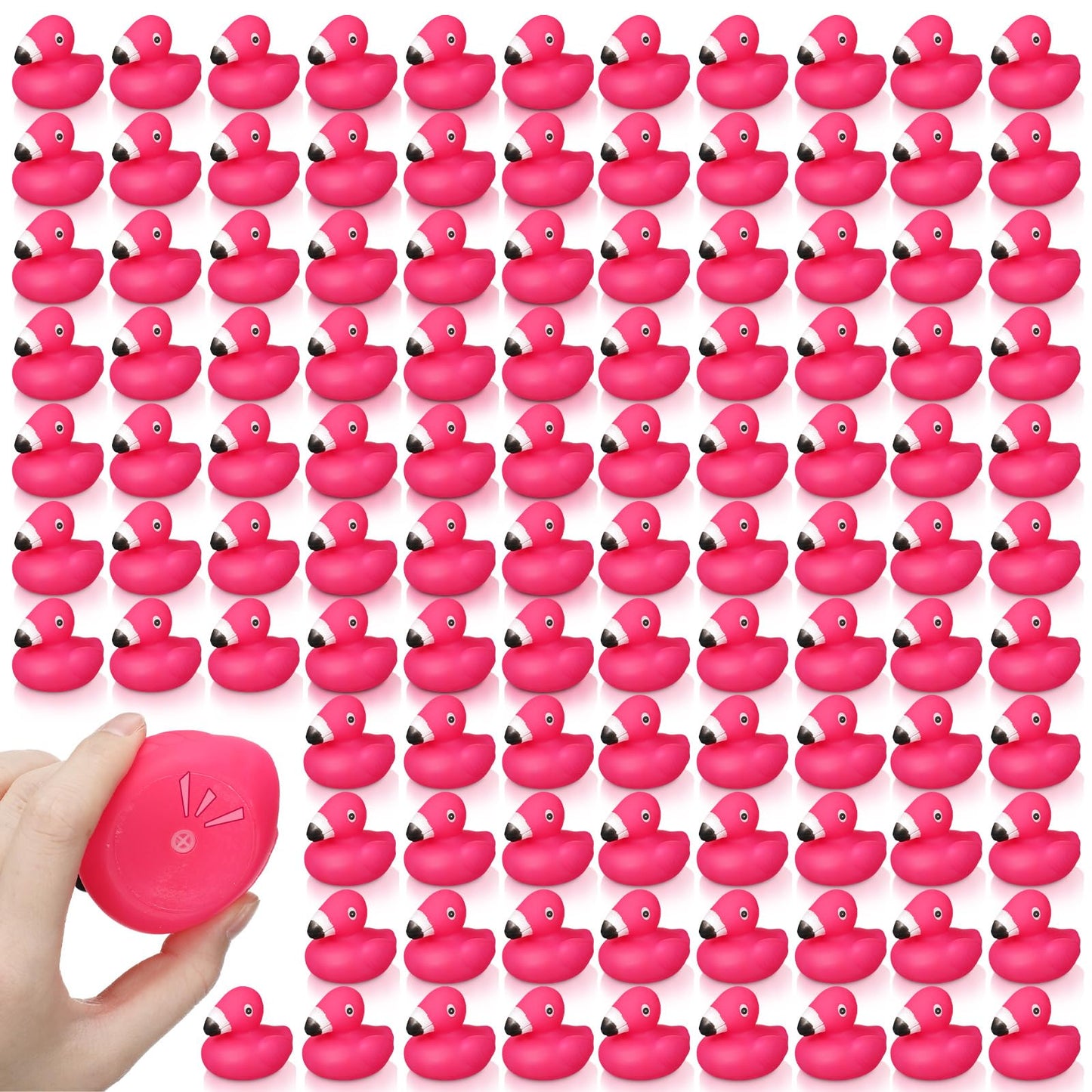 Honoson Flamingo Rubber Duckies Bulk Pink Flamingos Bath Toys Floating Squeak Seasonal Holiday Rubber Ducks for Baby Shower Party Favors, Cake Decoration, Classroom Prizes(50 Pcs)