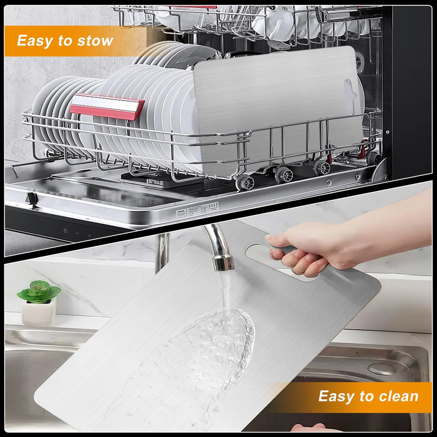 Titanium Cutting Board Set of 3, 100% Pure Titanium Cutting Boards for Kitchen, Double-Sided Non-Toxic Cutting Board for Dicing Meats Fruits Vegetables, Dishwasher Safe (S+L+M)