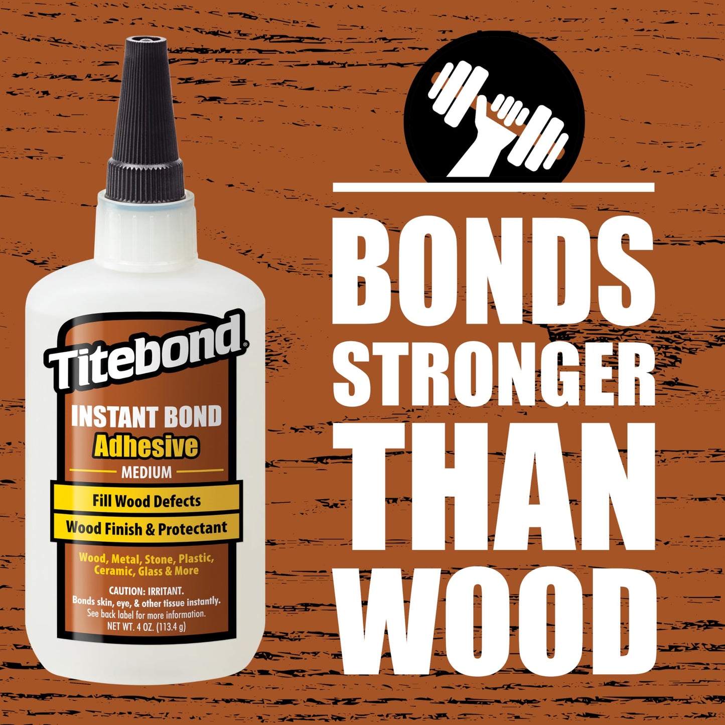 Titebond Instant Bond Medium CA Super Glue – Fast-Setting Ethyl Cyanoacrylate Adhesive for Wood, Pen Making, Filling Knots & Voids, 5–7 Second Set – 4 Oz. 6212