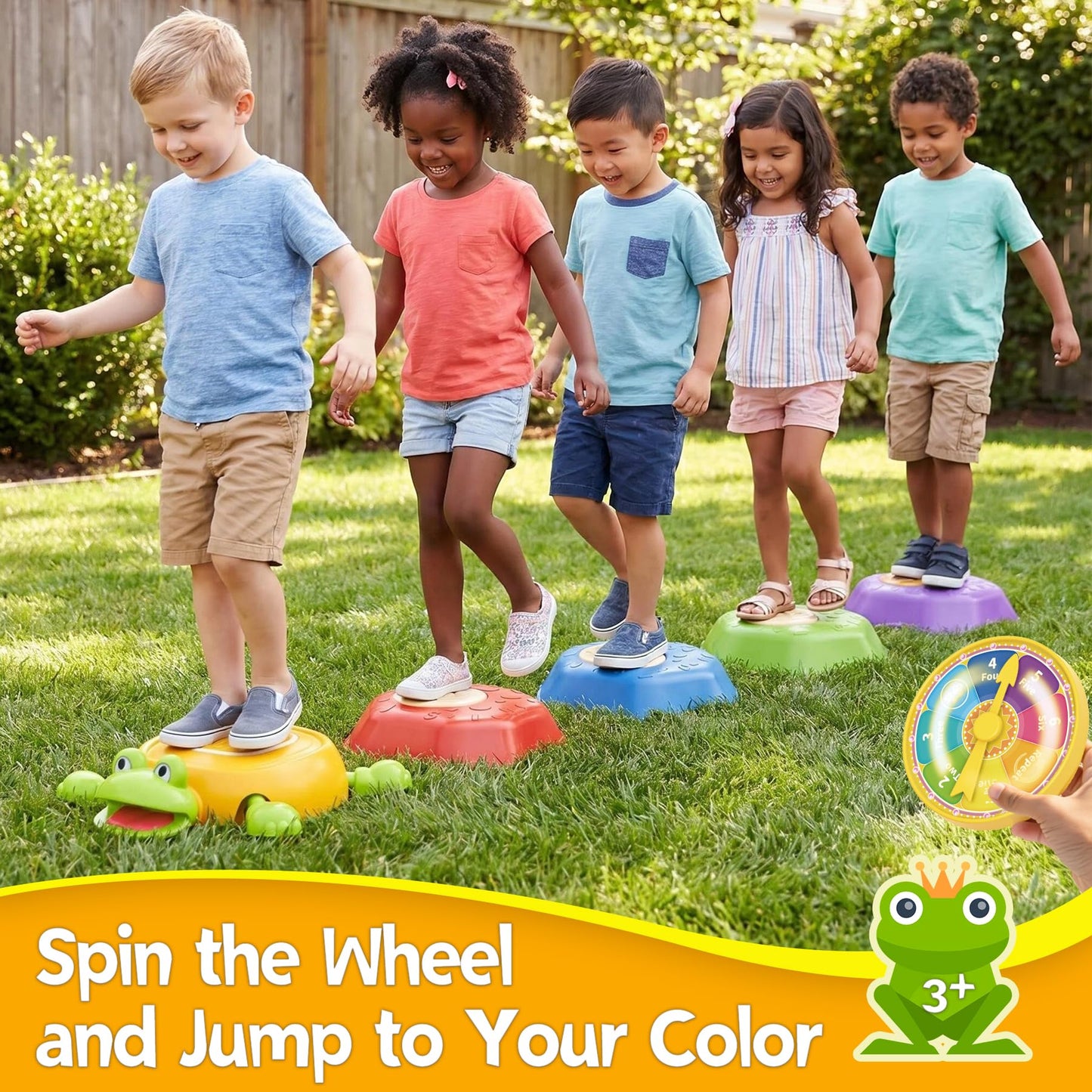 Frog Stepping Stones for Kids, 5pcs Non-Slip Toddler Balance Stepping Stones Toy, Interactive Balance Game with Light and Sound, Toddler Activity Toy Game Toys Indoor or Outdoor Play for Kids Aged 3+