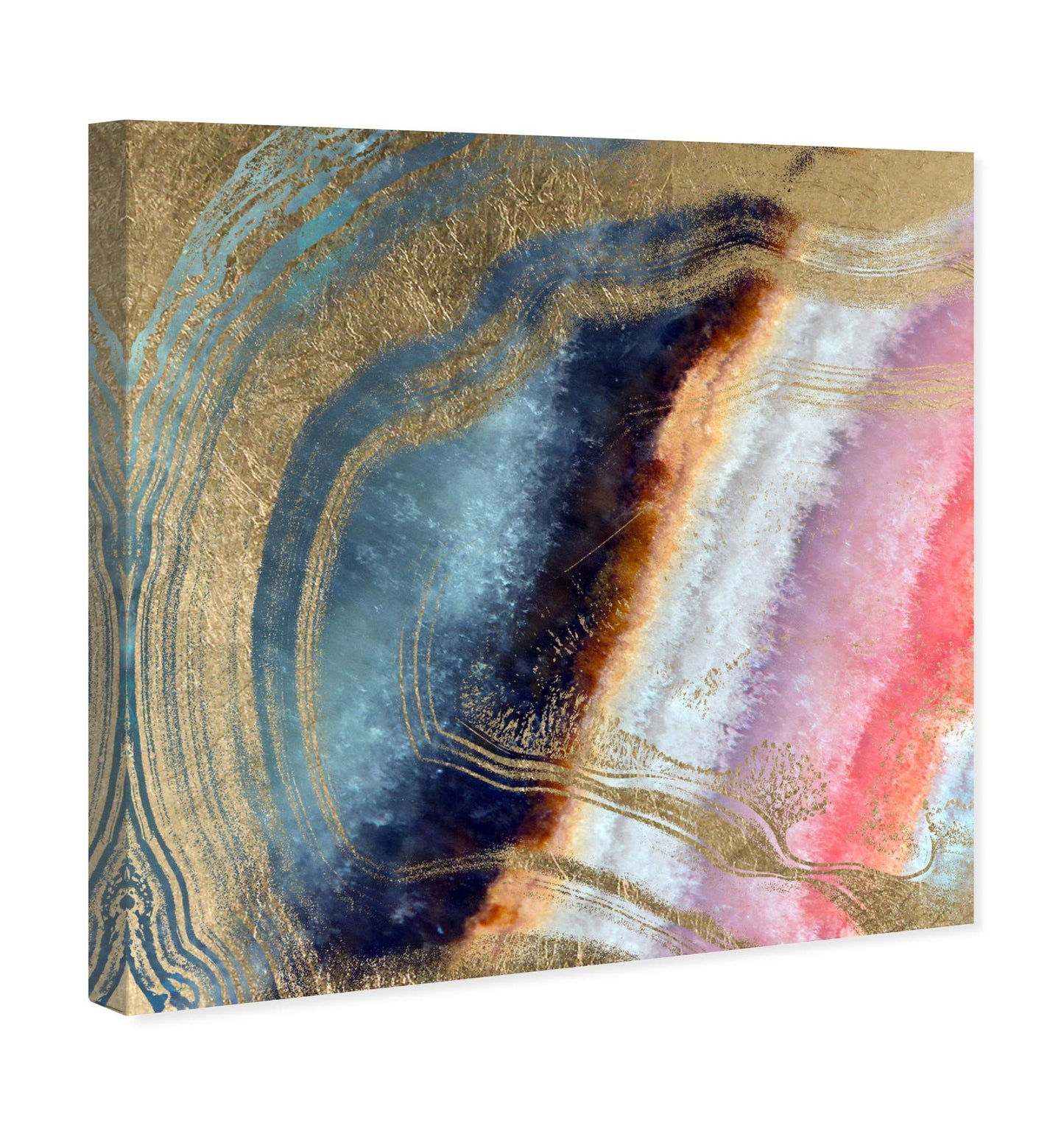 The Oliver Gal Artist Co. Abstract Wall Art Canvas Prints 'Marianna' Crystals Home Décor, 24 in x 24 in, Blue, Gold