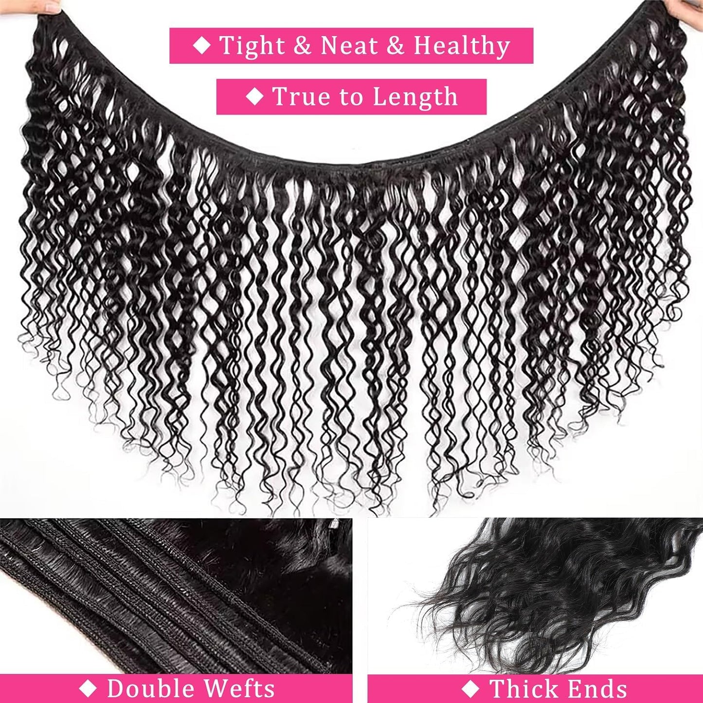 Water Wave Human Hair Bundles 1 Bundle 26 Inch Deep Curly Human Hair Bundles Double Weft Natural Quick Weave Hair Bundles Wet and Wavy Curly Hair Extensions