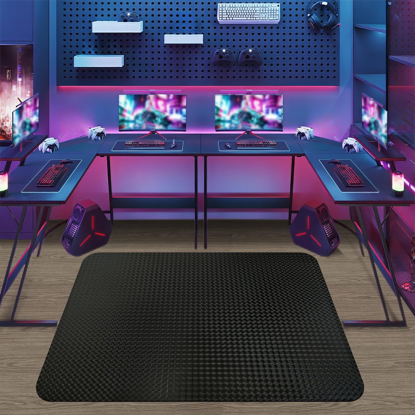 Vicwe Gaming Chair Mat for Hardwood Floor, 48"×36" Office Chair Mat, PVC Computer Chair Mats, Easy Glide, Floor Protector for Rolling Chair-Black