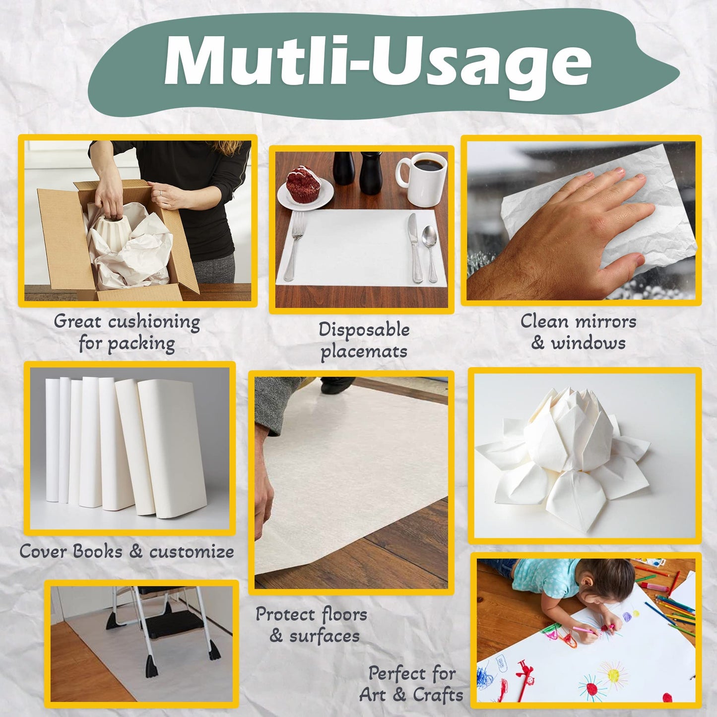 Newsprint Packing Paper – 500 Sheets, Large 27" x 17" Unprinted Packing Paper Sheets for Moving, Shipping, Wrapping & Storage | Packaging Paper for Moving, Packing, Made in USA.