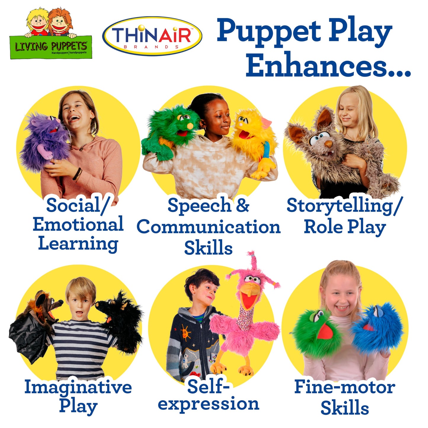 Living Puppets 20-Inch Plush Big Brown Dog Hand Puppet - Fine European Design, Ultra-Soft and Cuddly, Promotes Child Development, Safety Certified, Teacher-Recommended for Boys and Girls
