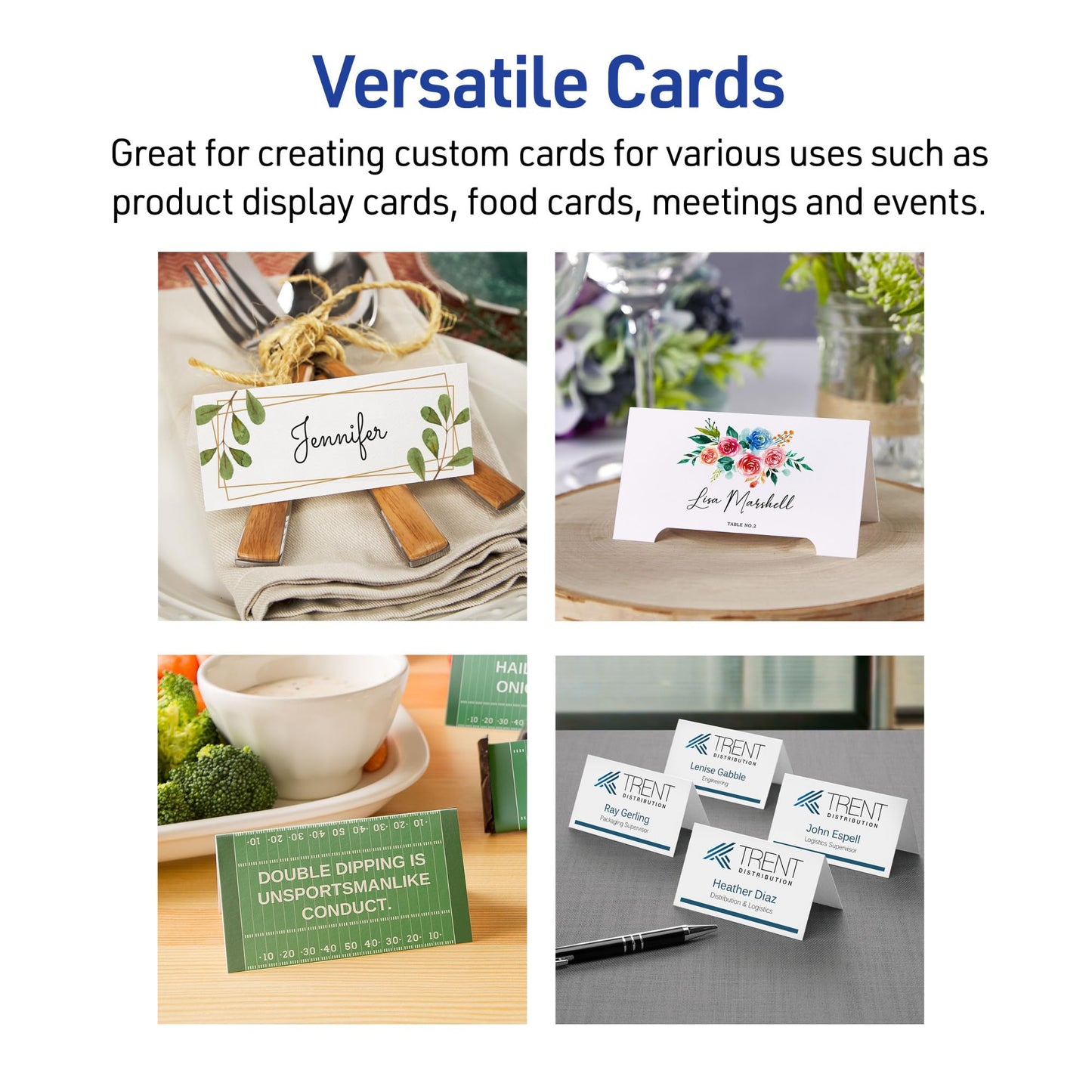 Avery Printable Tent Cards with Sure Feed Technology, 2" x 3.5", Matte White, 2-Pack, Total of 320 Blank Place Cards for Laser or Inkjet Printers (5812)
